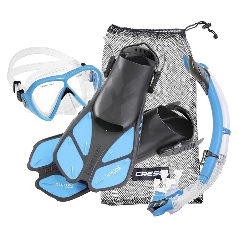 Cressi Schnorchel Tauchset BONETE Deluxe (3er Set aus Tauchmaske, Schnorchel, Flossen, inkl. Beutel, 3er Set aus Tauchmaske, Schnorchel, Flossen, inkl. Beutel)