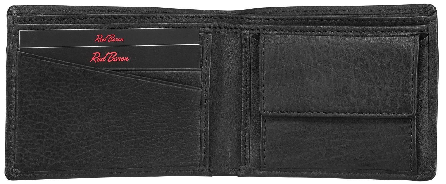 Druckknopf RB-WT-001-01, 1-fach Geldbörse mit Red Baron Kreditkartenfächer, klappbar, Münzfach