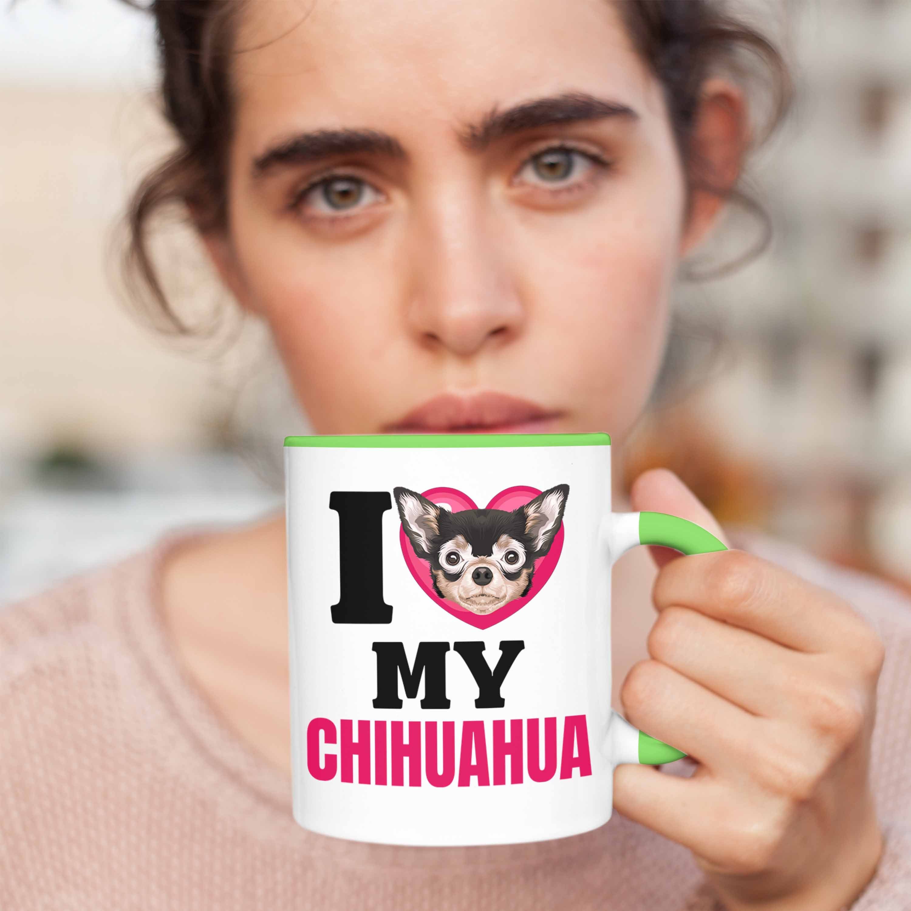 Trendation Tasse Tasse Spruch Grün Chihuahua I Lustiger Geschenk Geschenkidee Besitzerin Lov