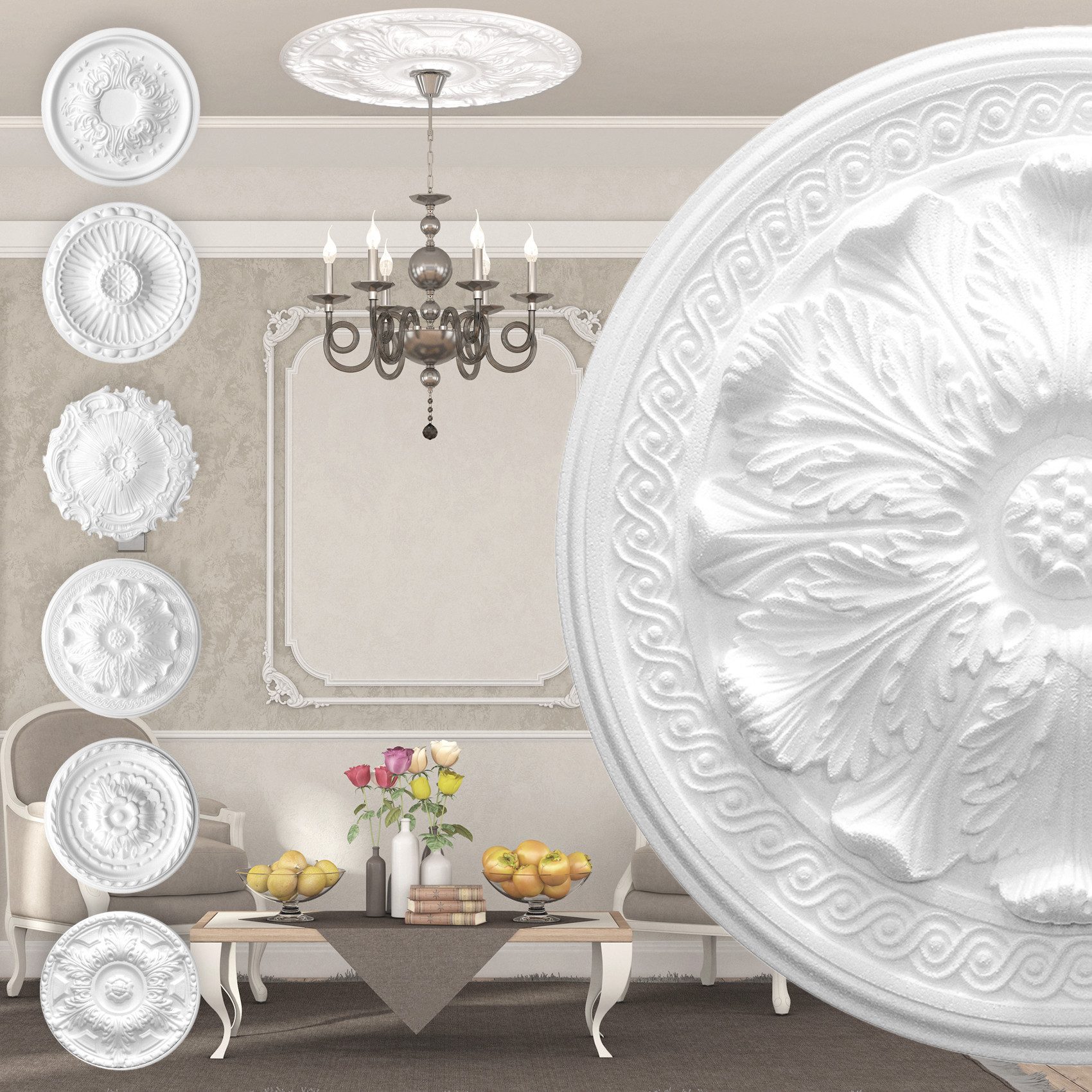 marbet design Wanddekoobjekt R-08 (Stuckrosette aus günstig online kaufen