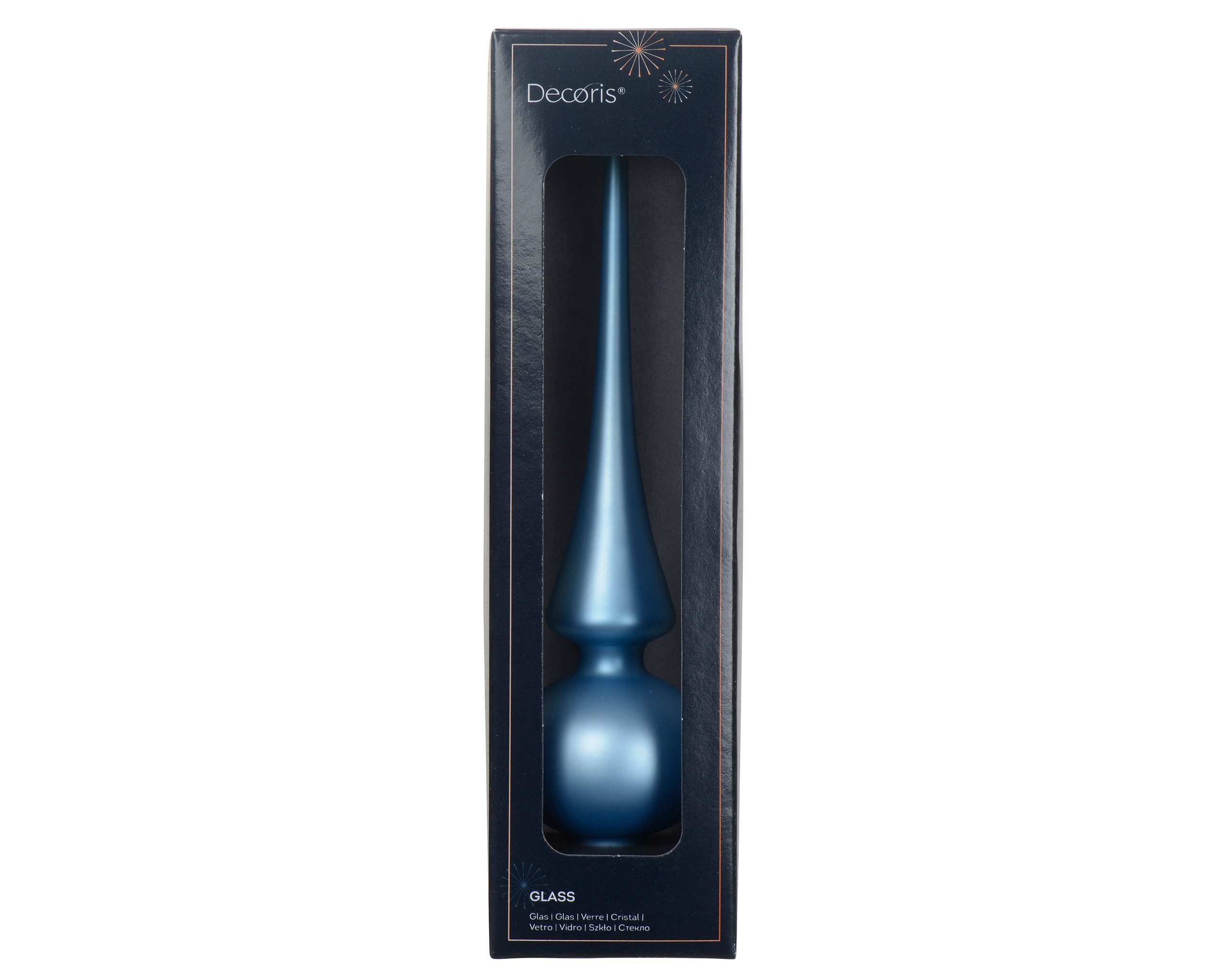 Kaemingk Christbaumspitze, Christbaumspitze Glas 26cm - Eisblau matt