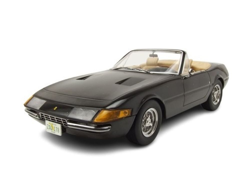 KK Scale Modellauto Ferrari 365 GTS Daytona Cabrio US-Version 1969 schwarz, Maßstab 1:18