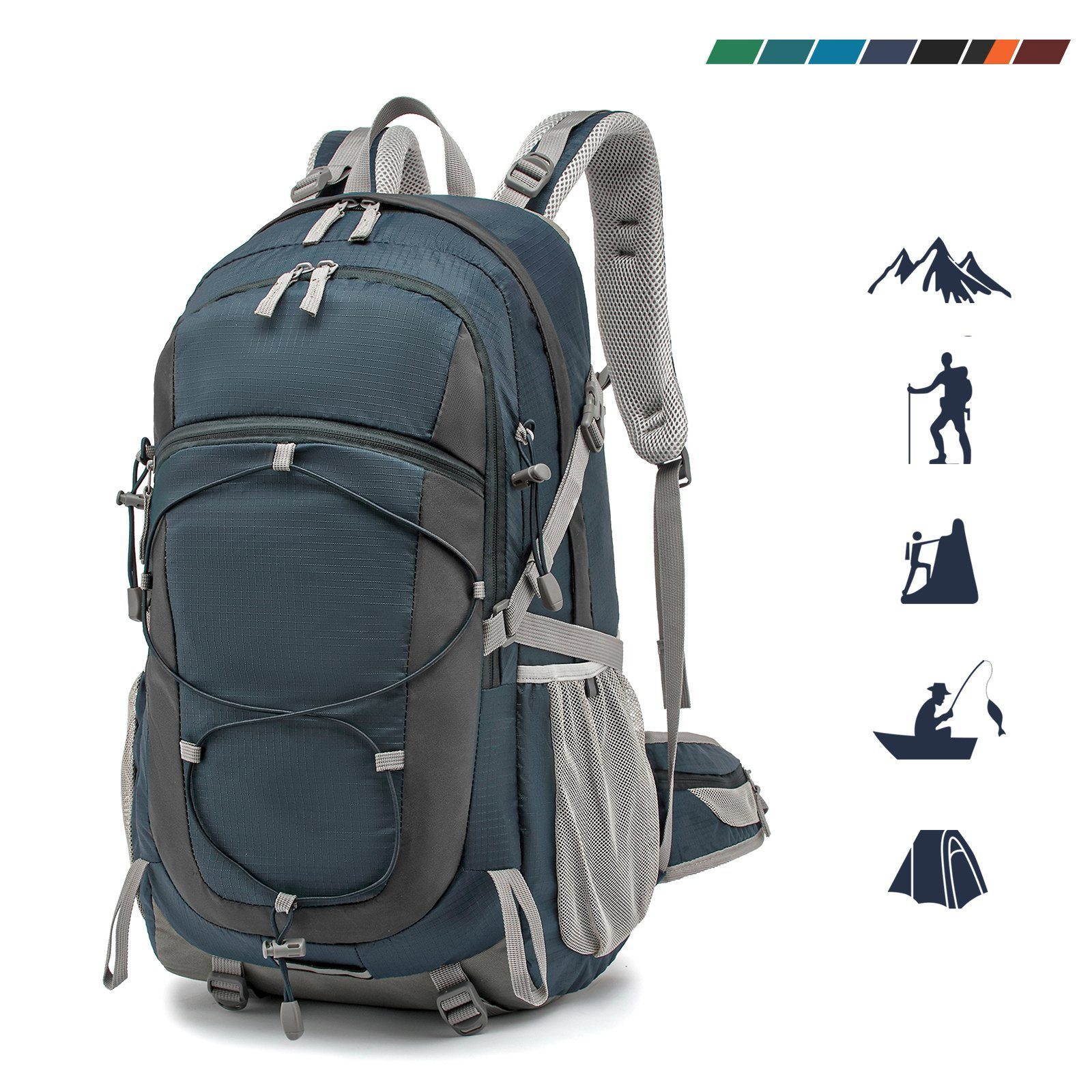 TAN.TOMI Fahrradrucksack 40L Wanderrucksack Trekkingrucksack Outdoor (Ausgestattet mit 1-Rucksack und 1-Regenabdeckung), mit Regenschutzhülle, Komressionsgurte für Trekkingstöcke, Schlafsack