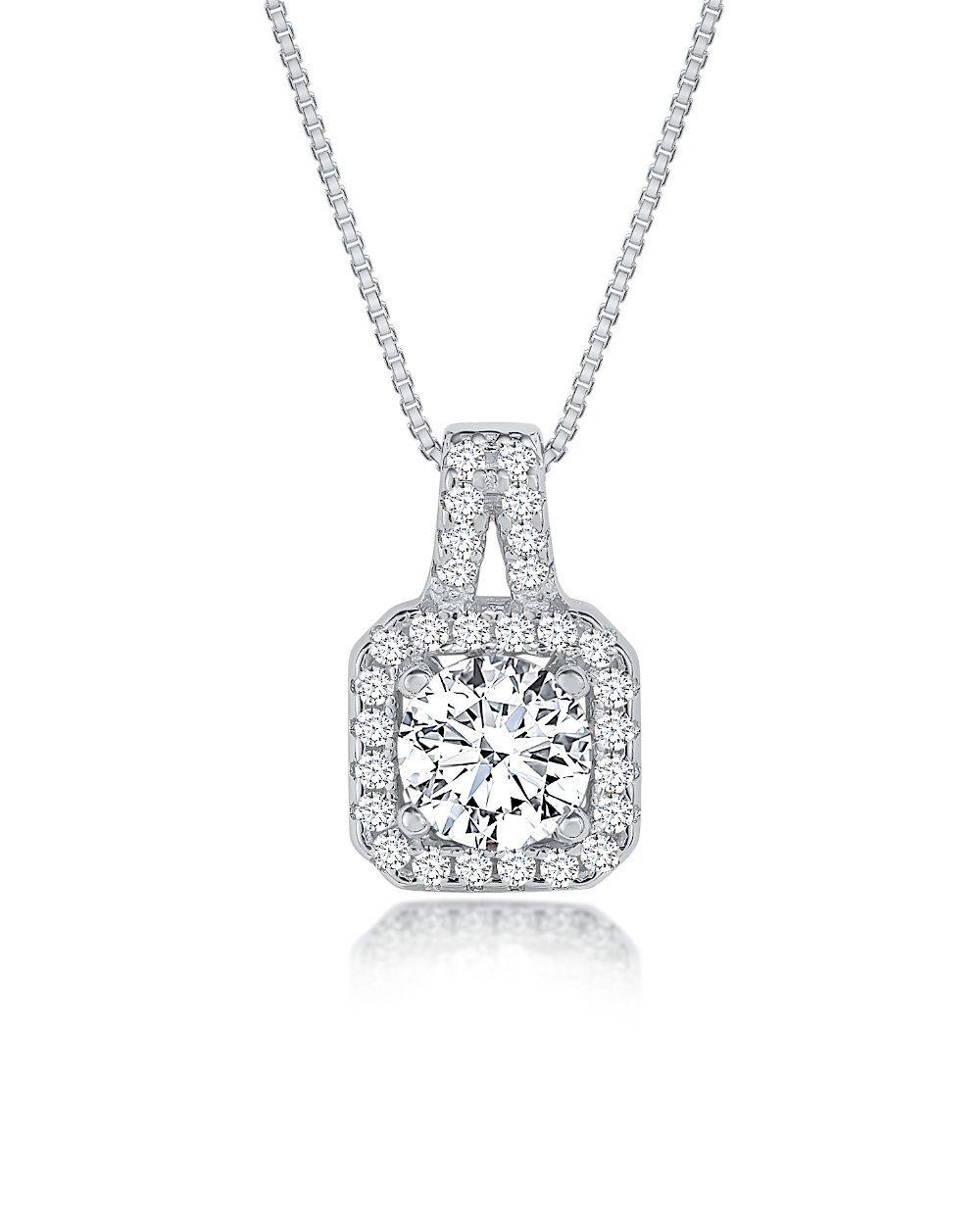 Kette mit Anhänger ''Lindsey" Damen Halskette Silber 925 quadratischer Anhänger
