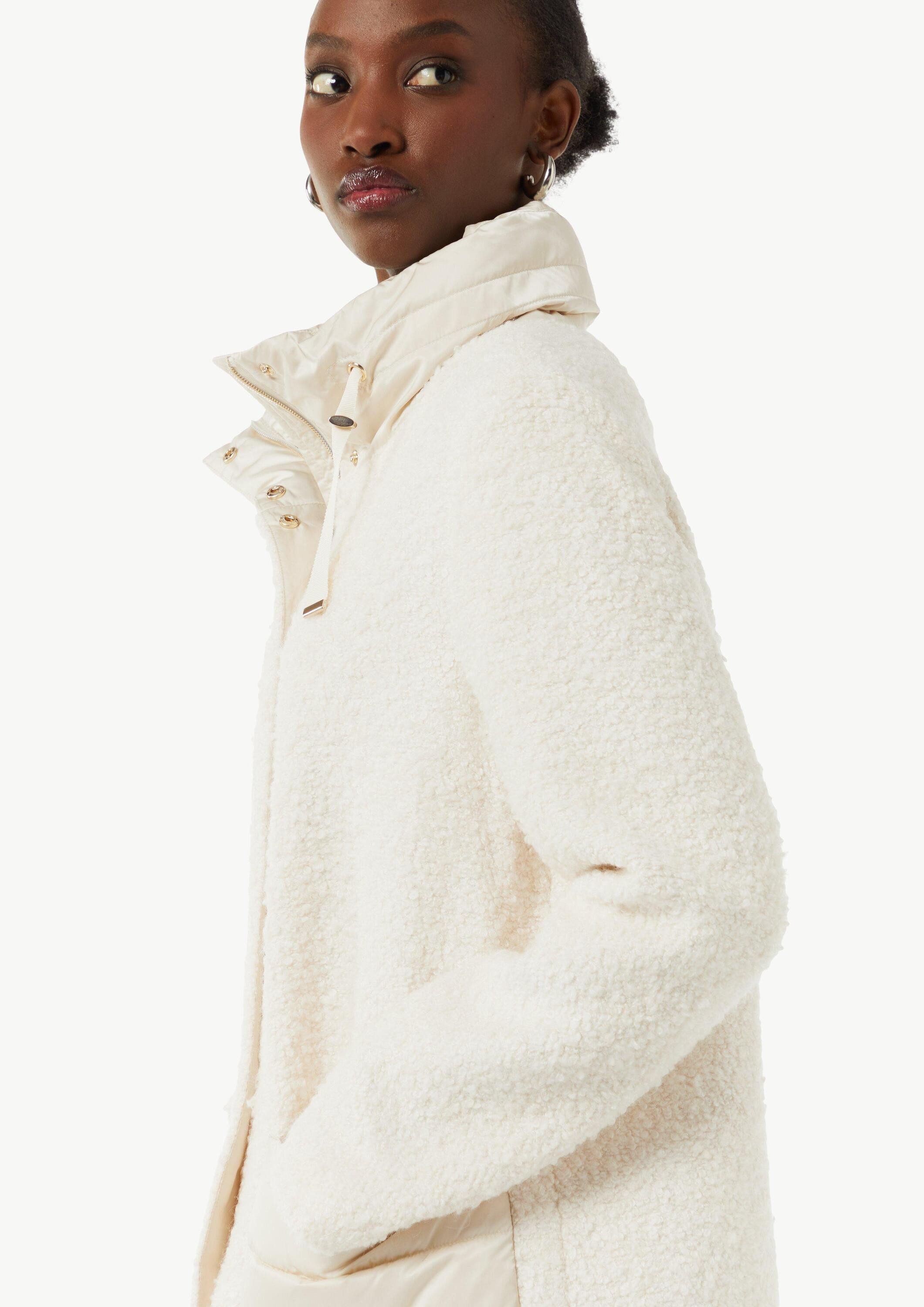 comma Wintermantel Outdoor-Mantel Mantel aus Bouclé-Satin-Mix