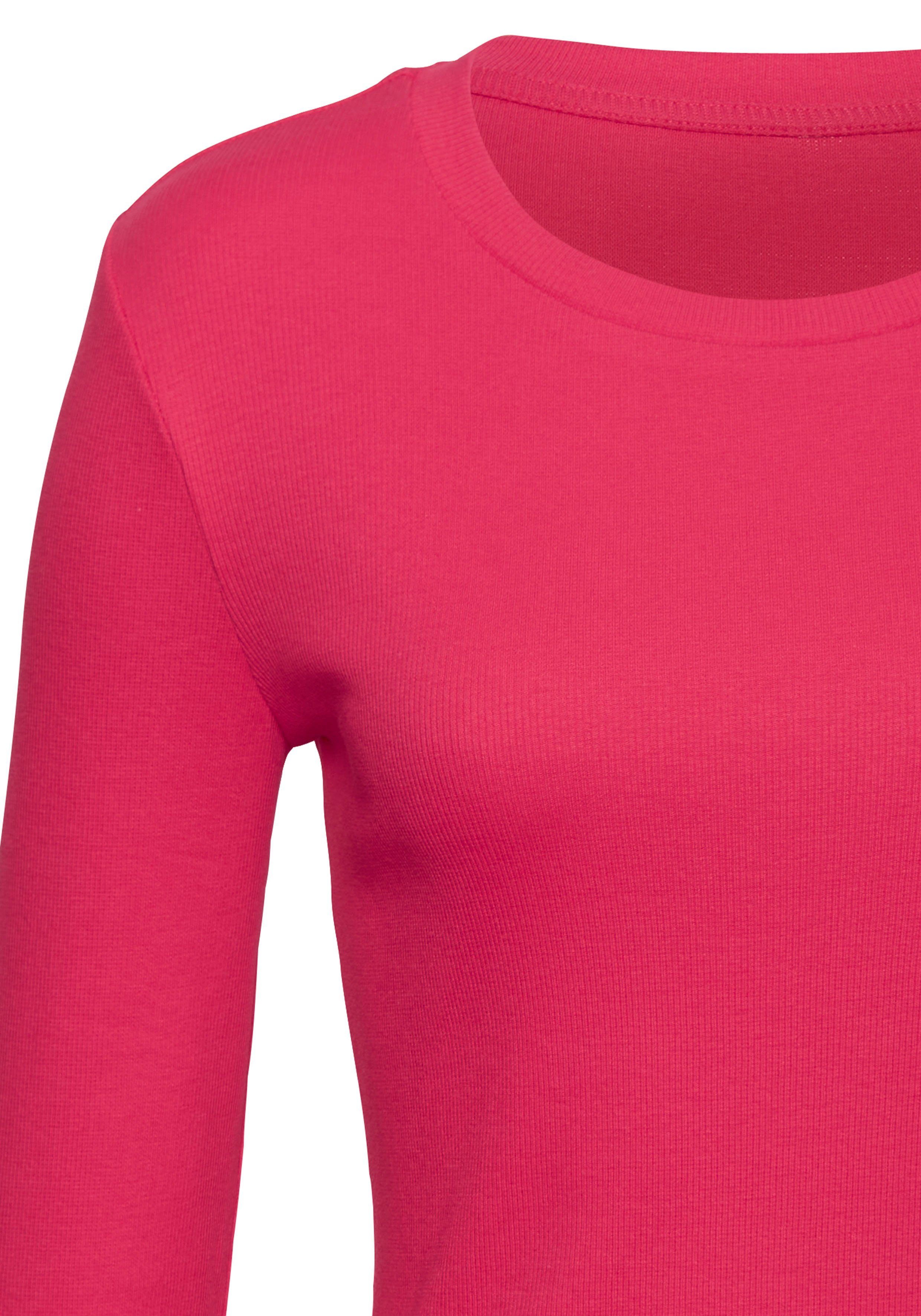 Vivance Langarmshirt aus modischer Rippware (2er-Pack) aus weichem Baumwoll-Stretch