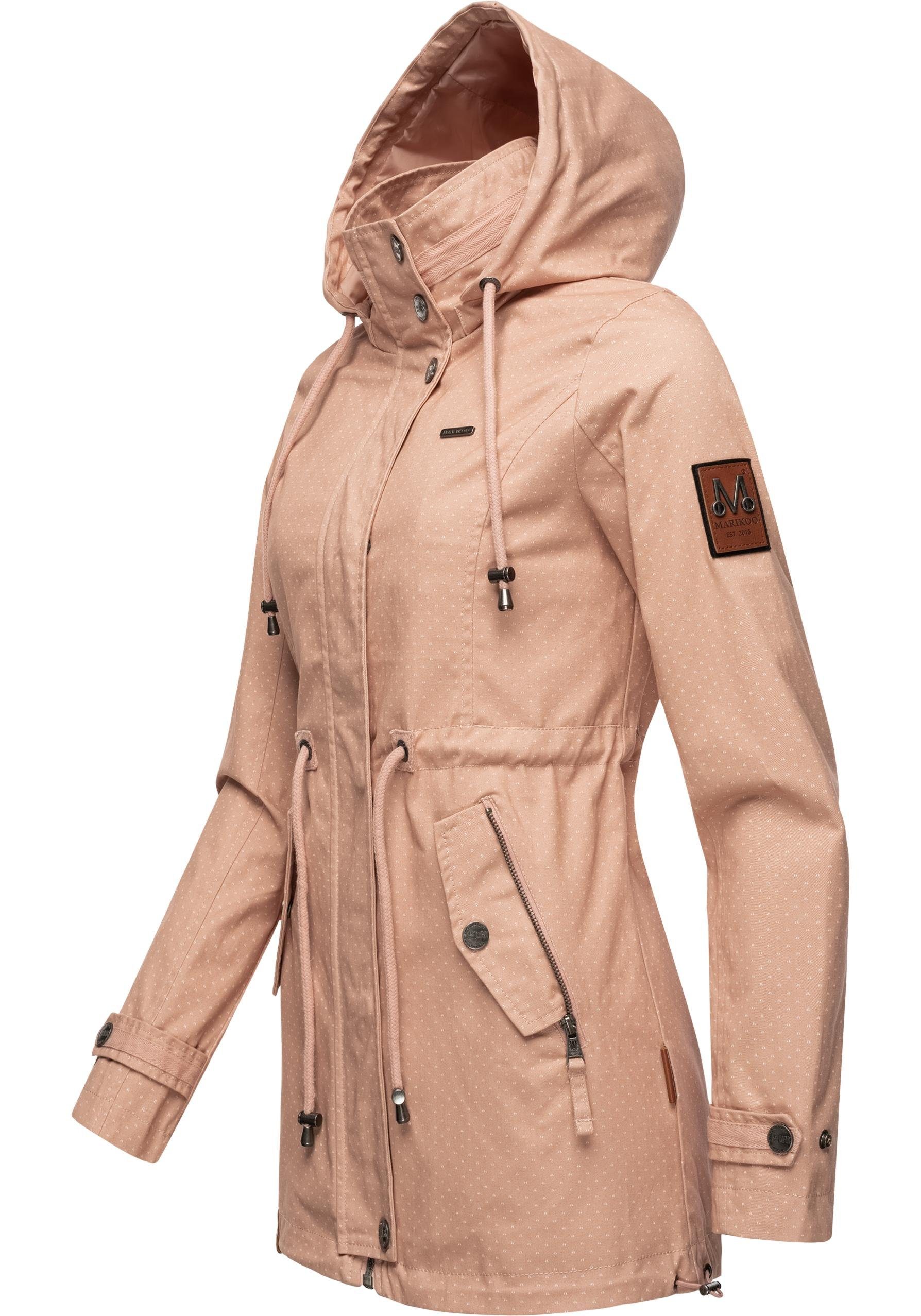 Marikoo Outdoorjacke Nyokoo modische Baumwoll Übergangsjacke Kapuze blassrosa großer mit