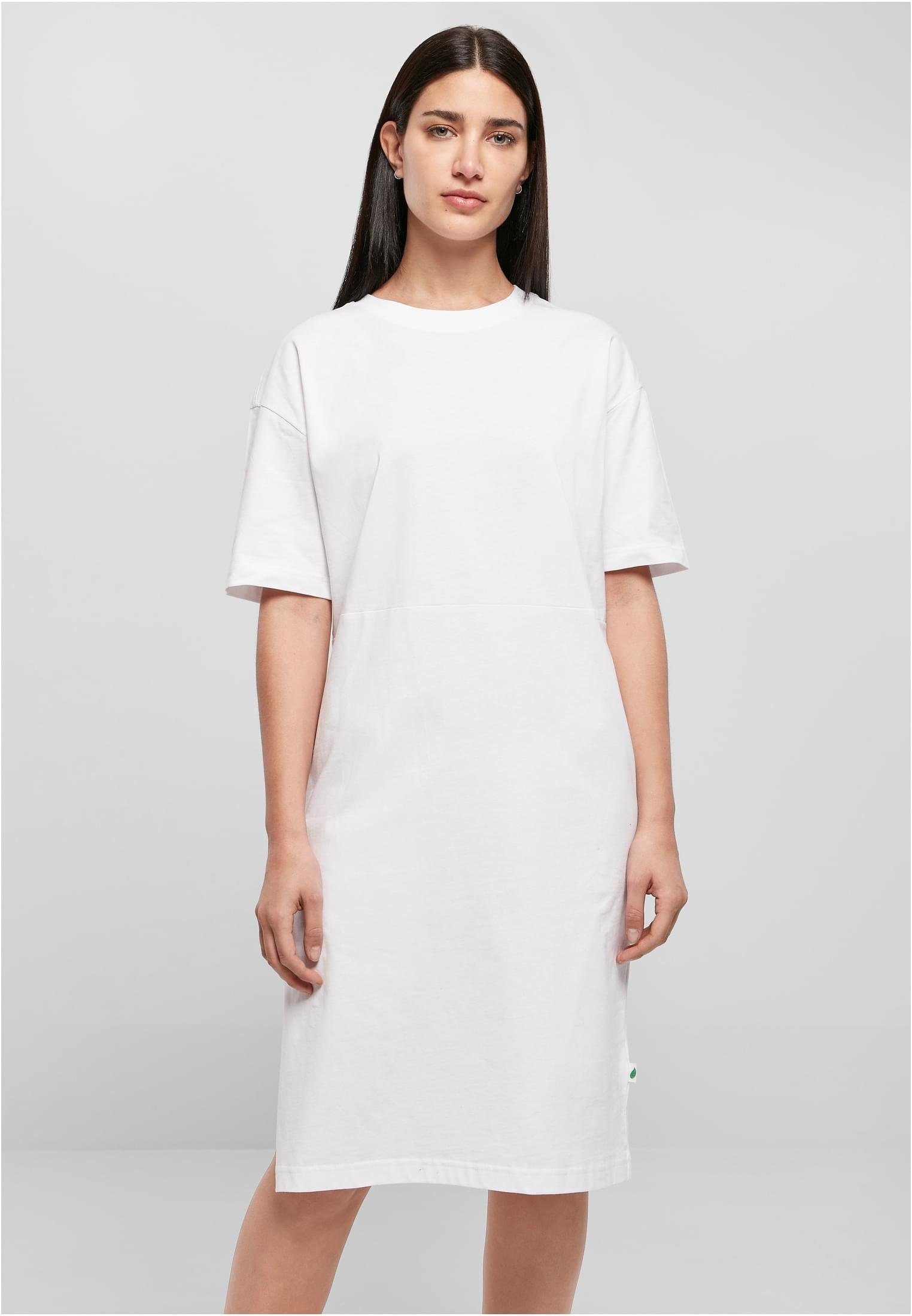URBAN CLASSICS Jerseykleid Damen Ladies Organic Oversized Slit Tee Dress (1-tlg) white