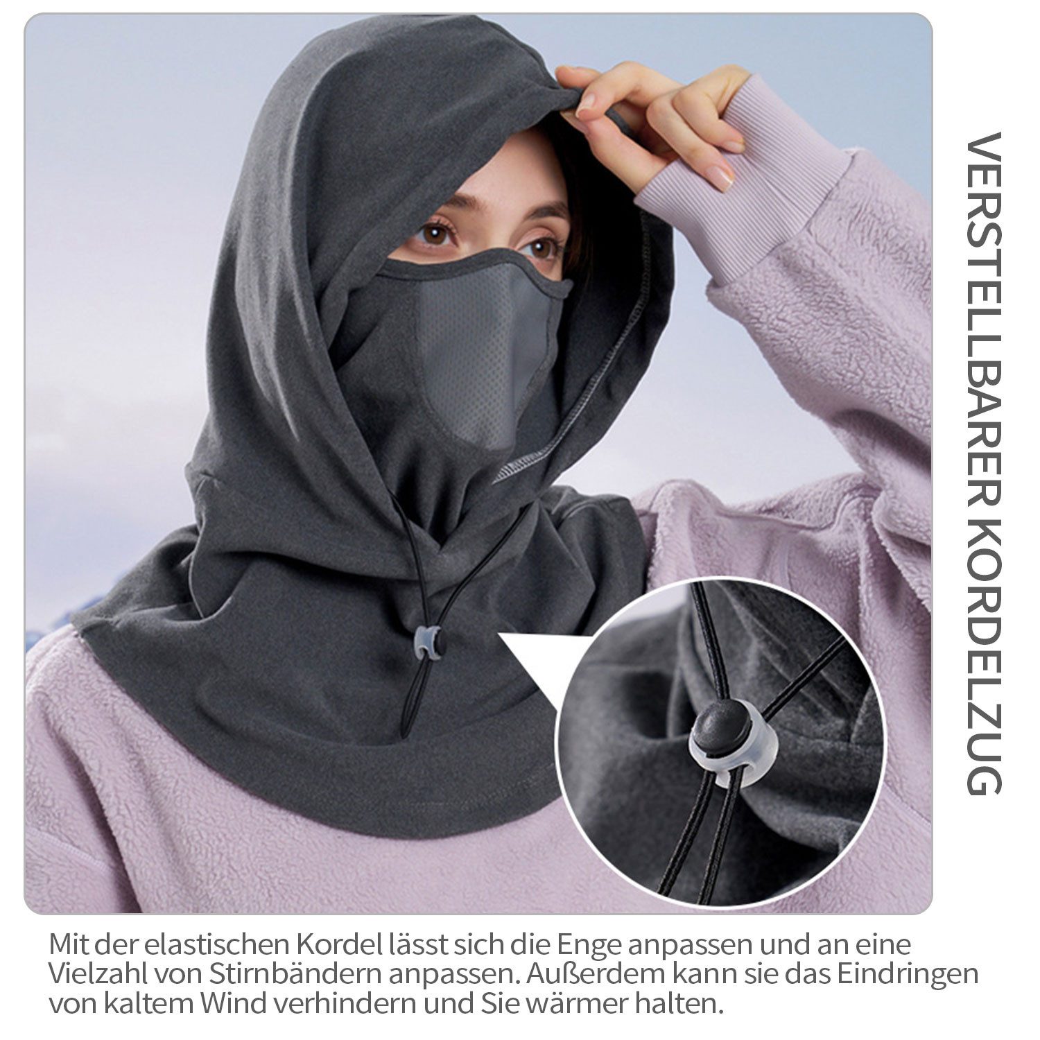 Refttenw Sturmhaube Kapuzengesichtsmaske mit Halswärmer Winddichte Winter Gesichtsmaske für Damen und Herren, für Radfahrer