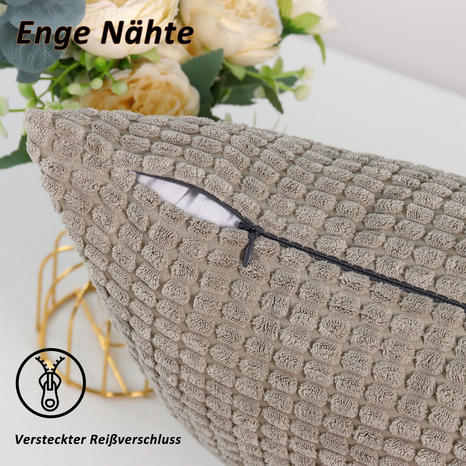 TAN.TOMI Kissenbezüge Kord Uni 2er Set Kissenbezug flauschig körnig Farbver günstig online kaufen