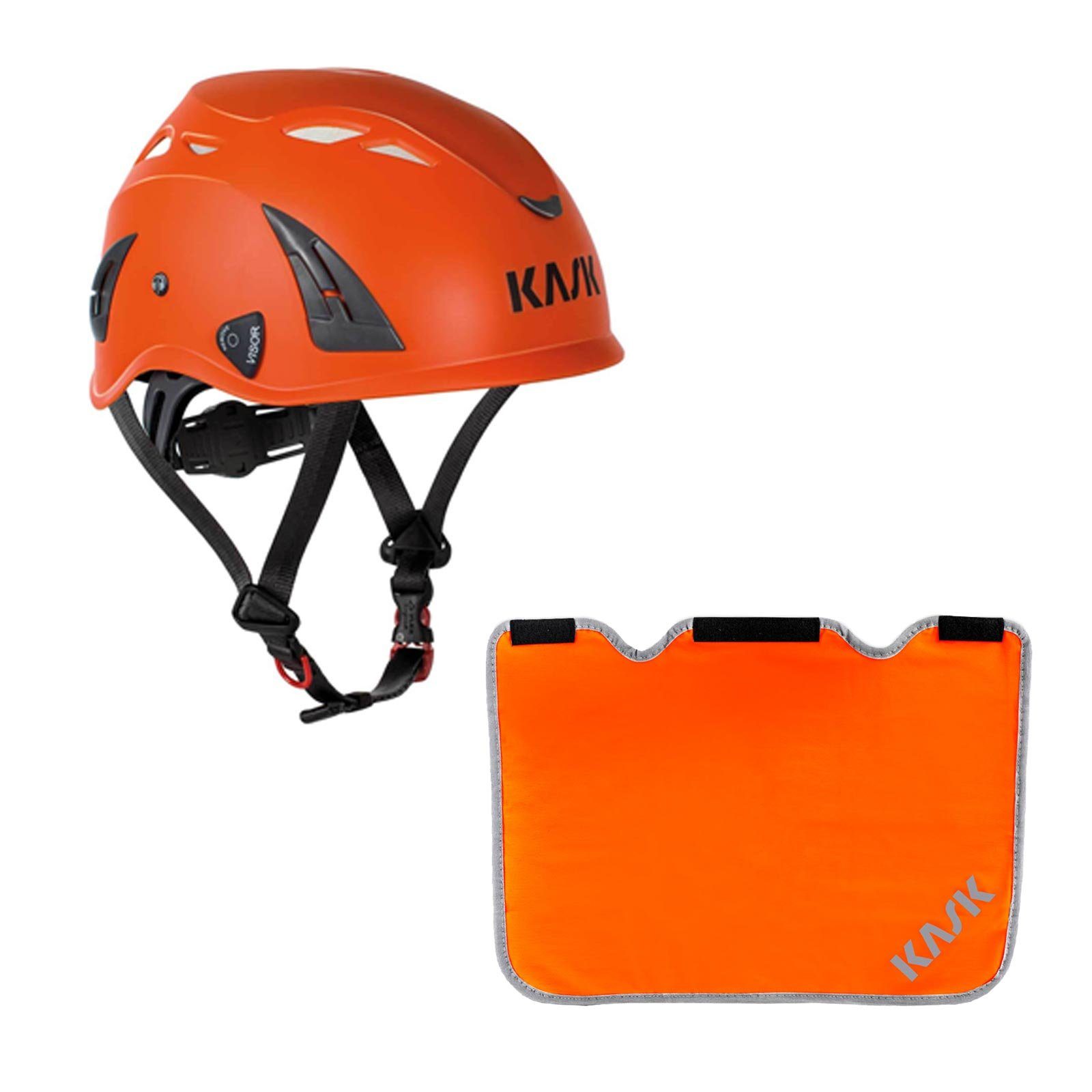 BG Kask Plasma + Bau Arbeitsschutzhelm Förderung mit AQ Nackenschutz orange Schutzhelm