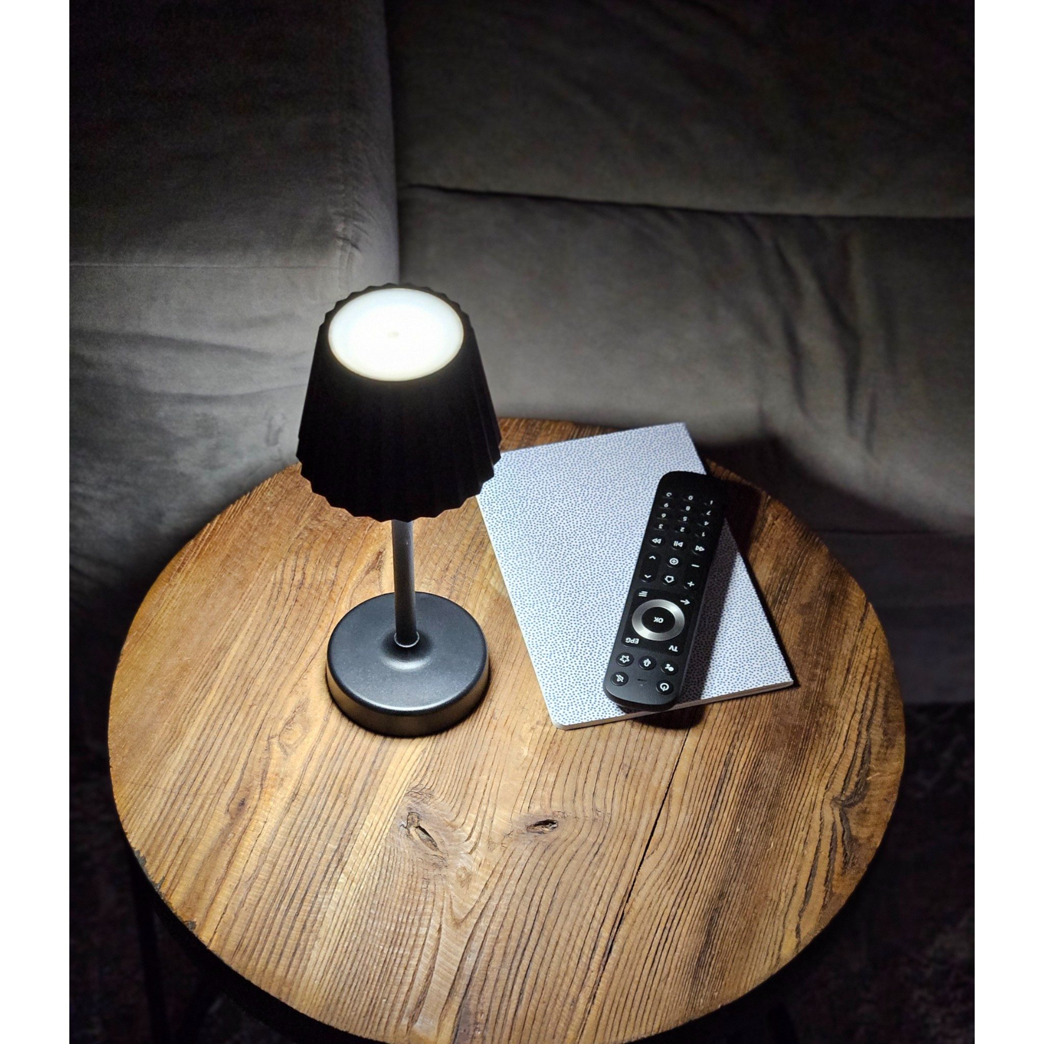 Meinposten LED Tischleuchte Lampe Leuchte LED weiß schwarz Batterie Leselampe Nachttischlampe, LED fest integriert, Tageslichtweiß – Bild 5 von 5