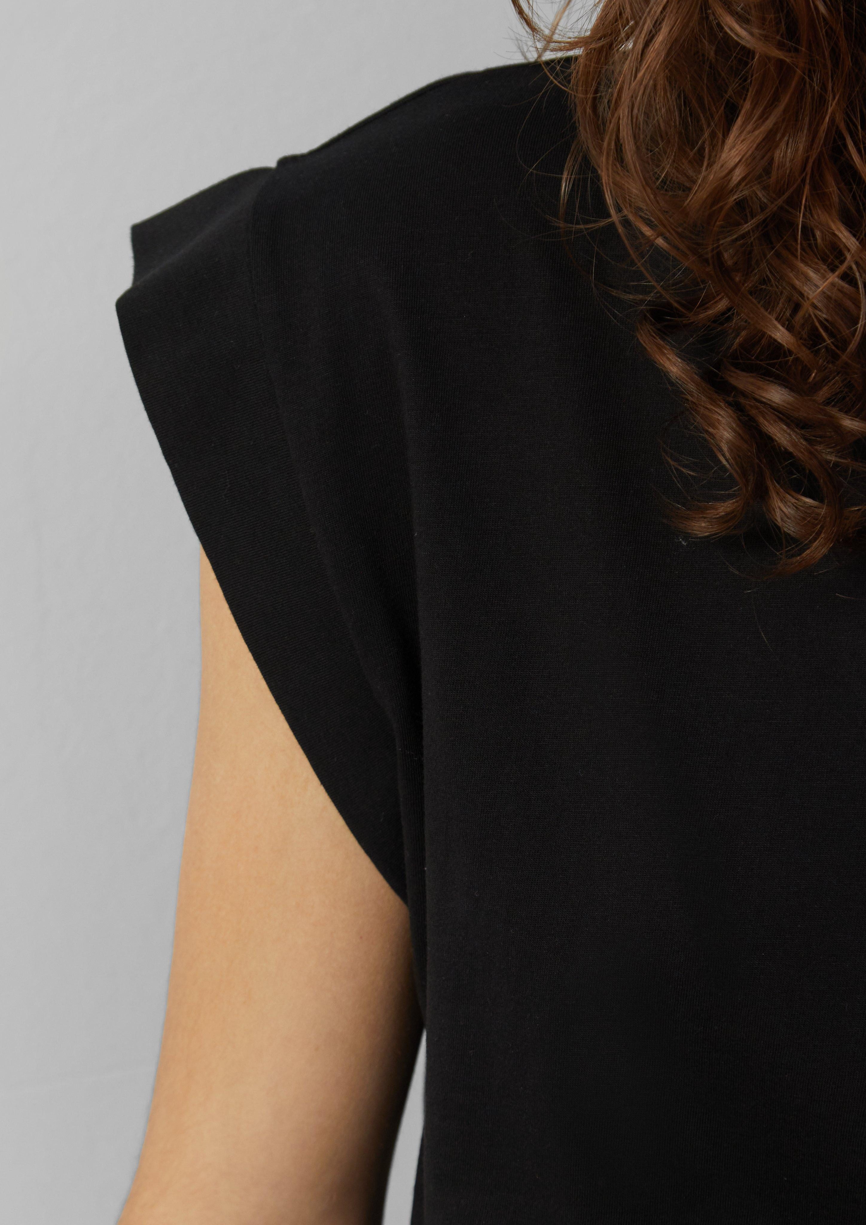 QS Kurzarmshirt Baumwollshirt mit überschnittenen Schultern günstig online kaufen