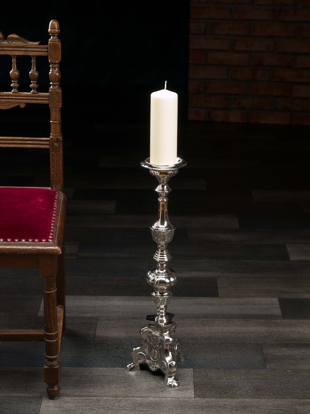 Kerzenständer Aubaho 60cm Kerzenständer silberfarben a Kerzenleuchter Altarleuchter Grosser