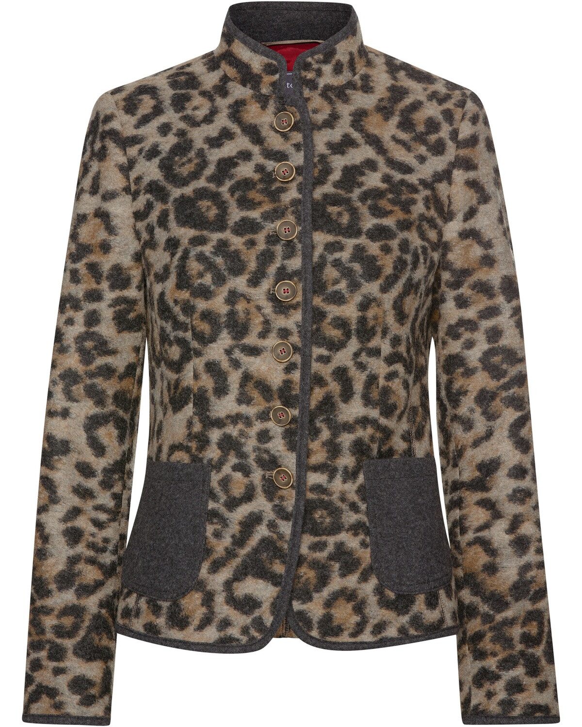 White Label Outdoorjacke Stehkragenjacke mit Leopardenmuster