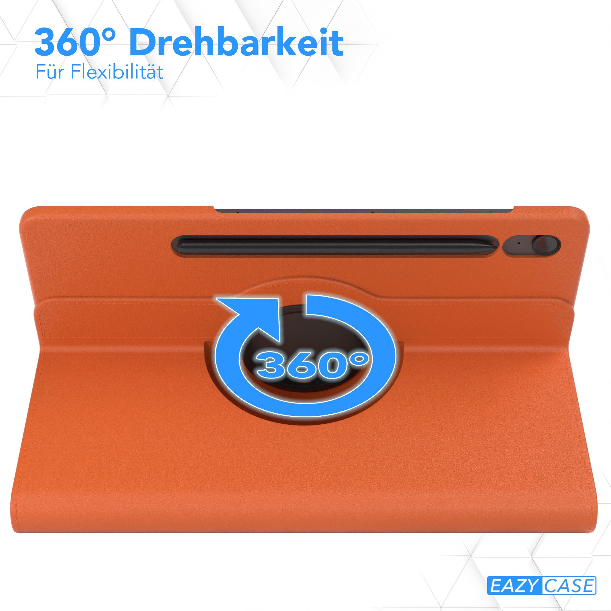 EAZY CASE Tablet-Hülle Rotation Case für Galaxy Tab S10 FE 10,9 Zoll, Tabletschutz robust magnetisch verstellbar Klappetui mit Deckel Orange – Bild 3 von 5