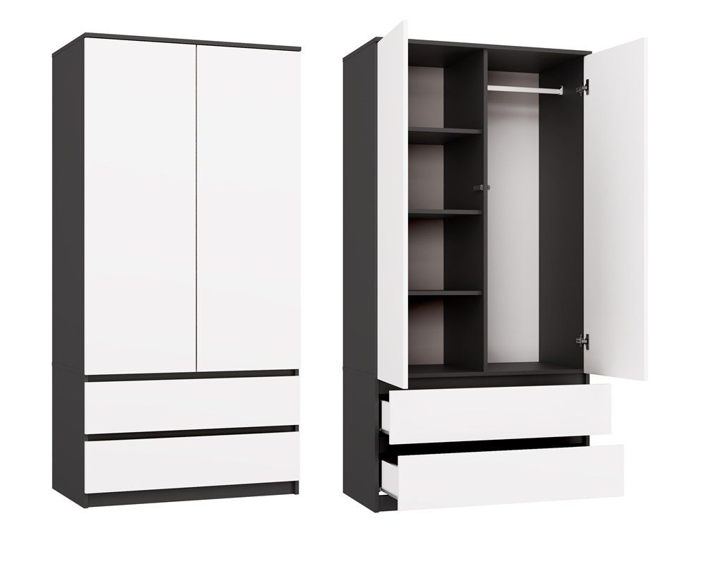 Raumhirsch Furniture Kleiderschrank Schrank, Kleiderschrank, Garderobenschrank (Metall-Kleiderstange, 4 Einlegeböden) (viele Farbvarianten - Maße: 50 x 90 x 180 cm) - Hochwertig & stabil