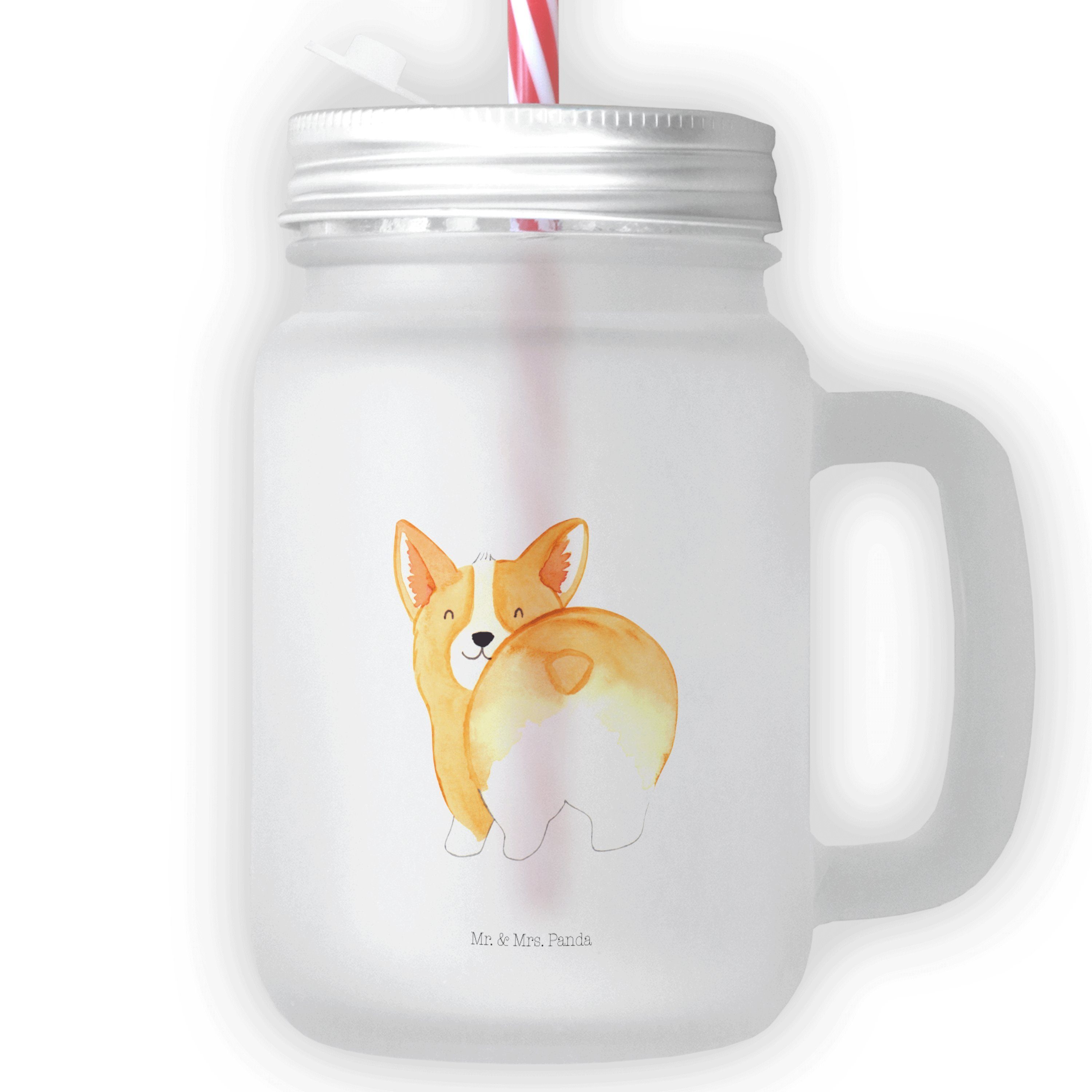 Mr. Retro-Glas, Glas, Glas Jar, Mrs. Mason Hund, - Panda Corgie Premium Po Glas - & Transparent Geschenk,