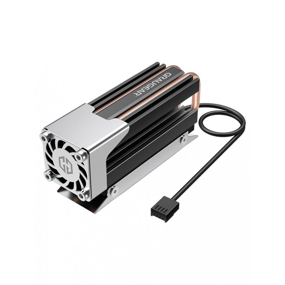 GRAUGEAR Computer-Kühler Heatpipe Kühler für M.2 2280 SSD, Kühlkörper für M.2 SSD, SSD mit PWM Lüfter, regelbar, schwarz