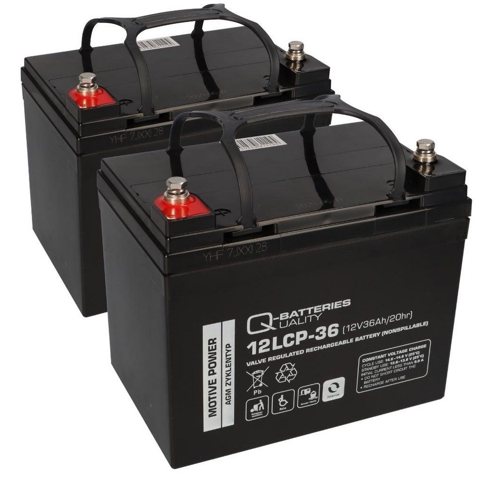 Akkuman.de 2x 12V 36Ah AGM BLEI AKKU-SATZ für ELEKTRO-ROLLSTUHL Elektromobil Elektromobil-Akku