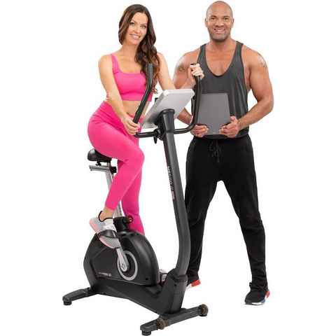 Miweba Sports Ergometer Profi Indoor Cycle ME500 - 14 Kg Schwungmasse (35 Trainingsprogramme, 32 Intensitätsstufen, 150 Kg. max Belastbarkeit, Cardio, Fahrrad Heimtrainer, Fitnessbike, Indoor Cycling, Fahrradtrainer, Bluetooth, LCD Display, Magnetbremse, Transportrollen, Sensoren am Lenker, höhenverstellbar, flüsterleise, 1-tlg., App, Tablet- und Smartphonehalter, Pulsmesser Sensoren), Fahrradergometer Fitnessfahrrad Heimtrainer - Fitness Geräte Zuhause