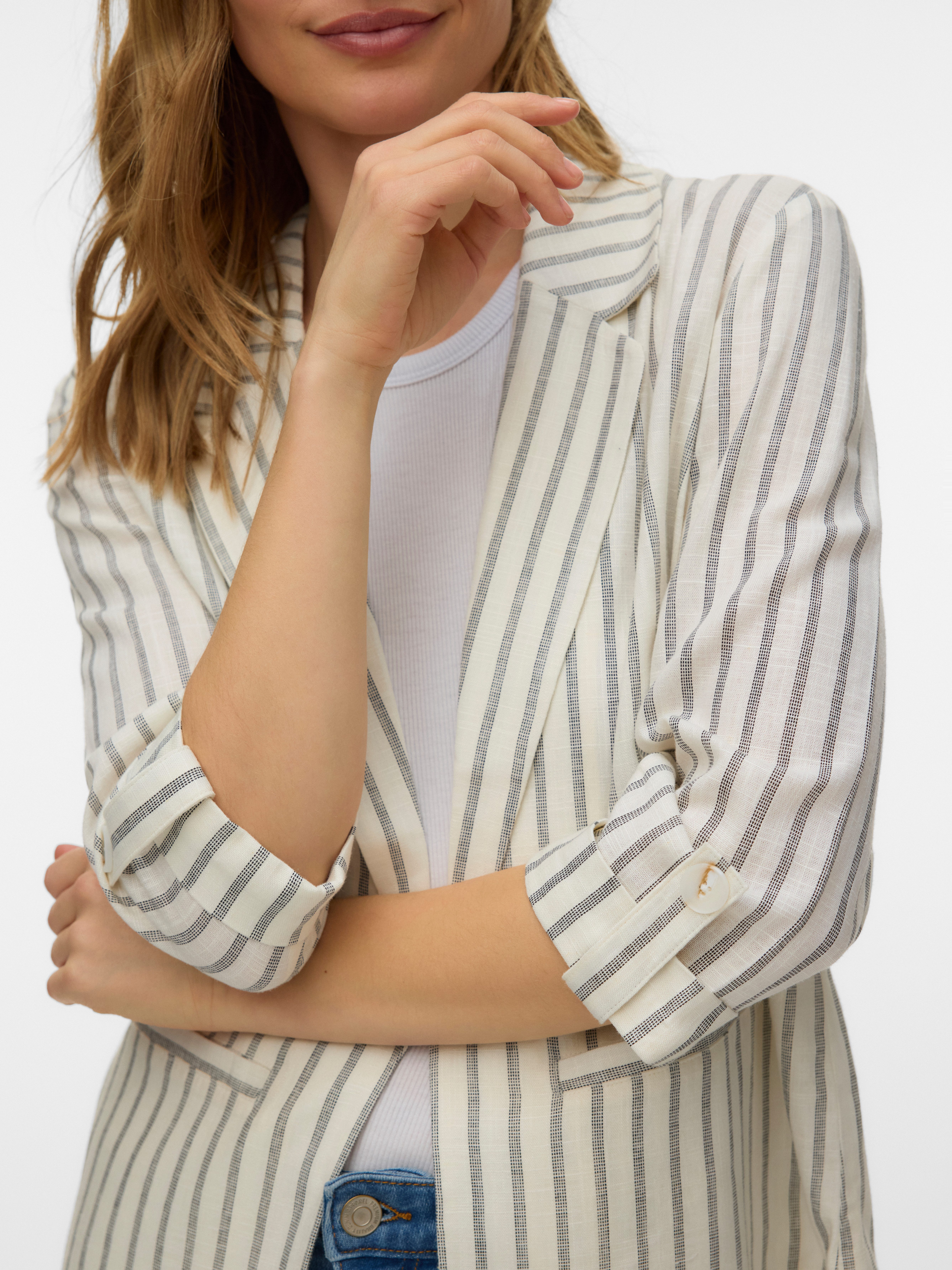 Vero Moda Longblazer VMROSIE 3/4 LOOSE BLAZER NOOS Viskosemischung, regular fit, mit Leinen