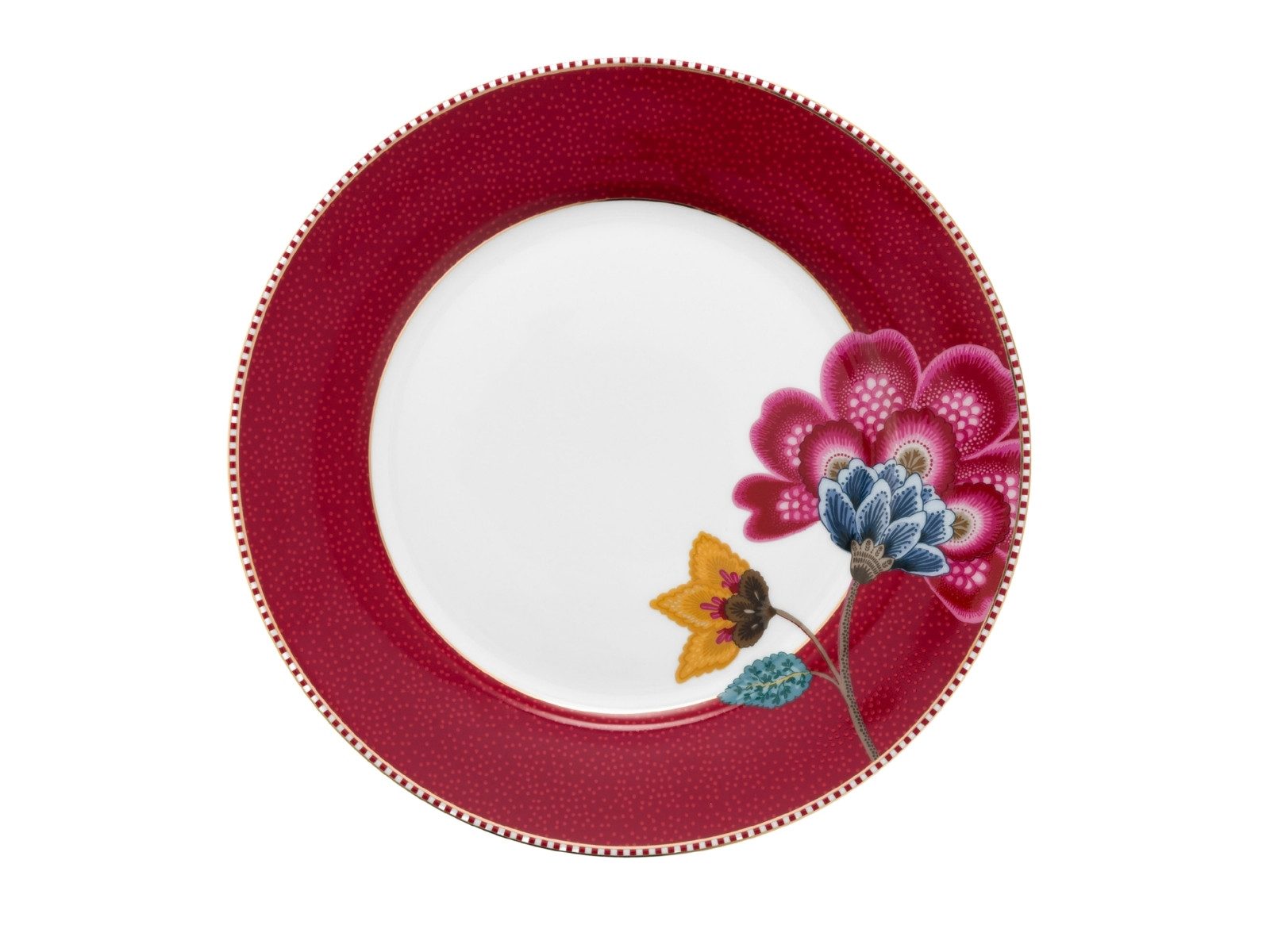PiP Studio Frühstücksteller Blooming Tales Dark Red Frühstücksteller 23cm