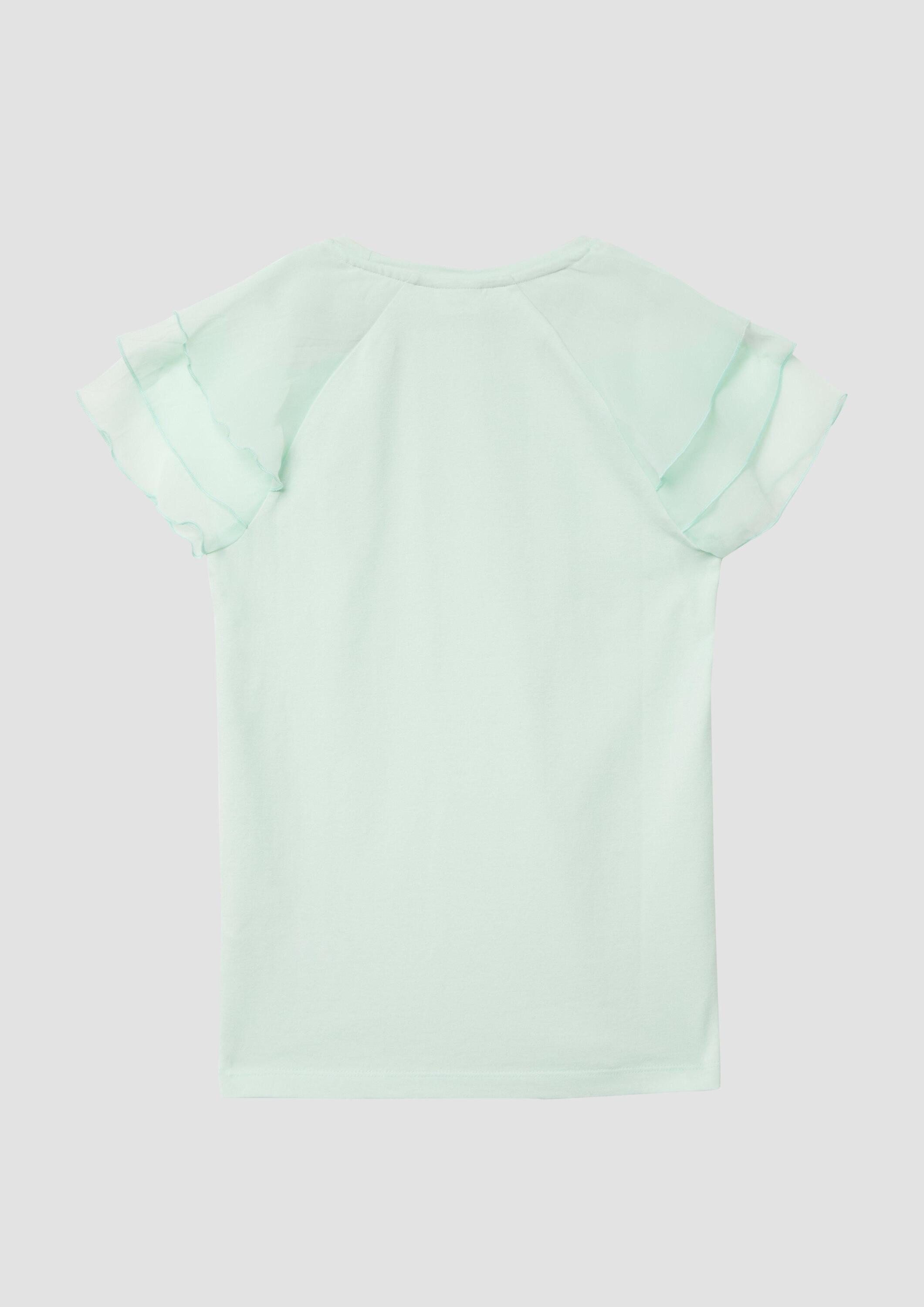 s.Oliver Kurzarmshirt T-Shirt T-Shirt mit Volantärmeln aus Chiffon
