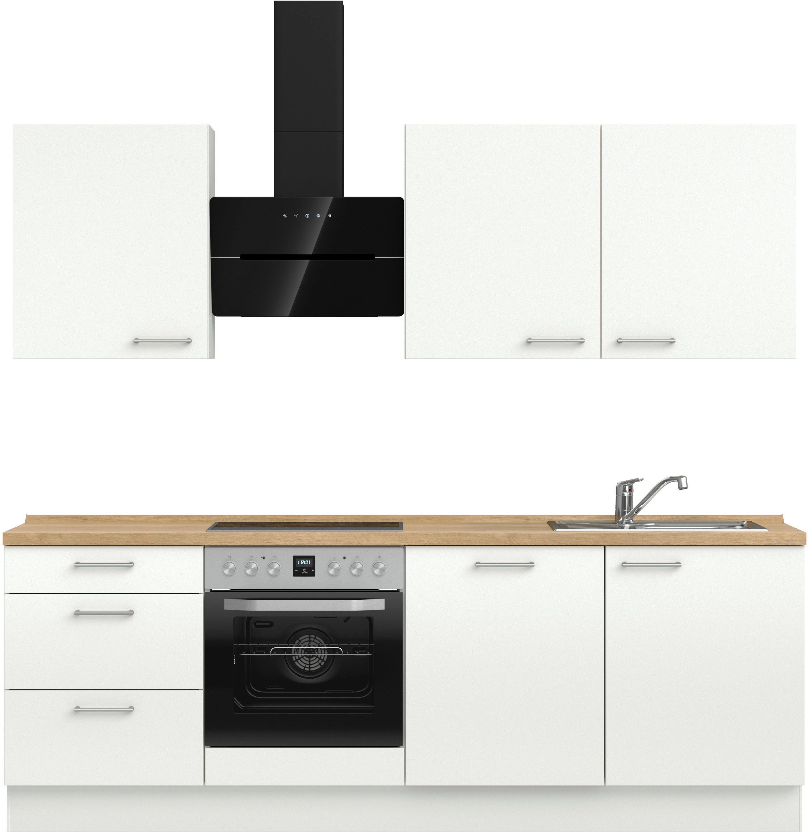 nobilia® Küchenzeile "Laser II", NEU: individuell anpassbar mit gratis Profi-Beratung, vormontiert, 240 cm breit, optional mit verschiedenen E‑Geräte-Sets