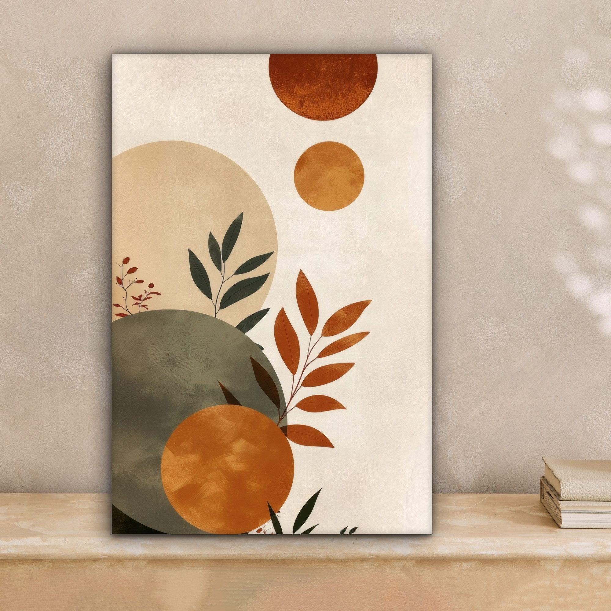 OneMillionCanvasses® Leinwandbild Formen - Rund - Blätter - Beige, Fotodruc günstig online kaufen