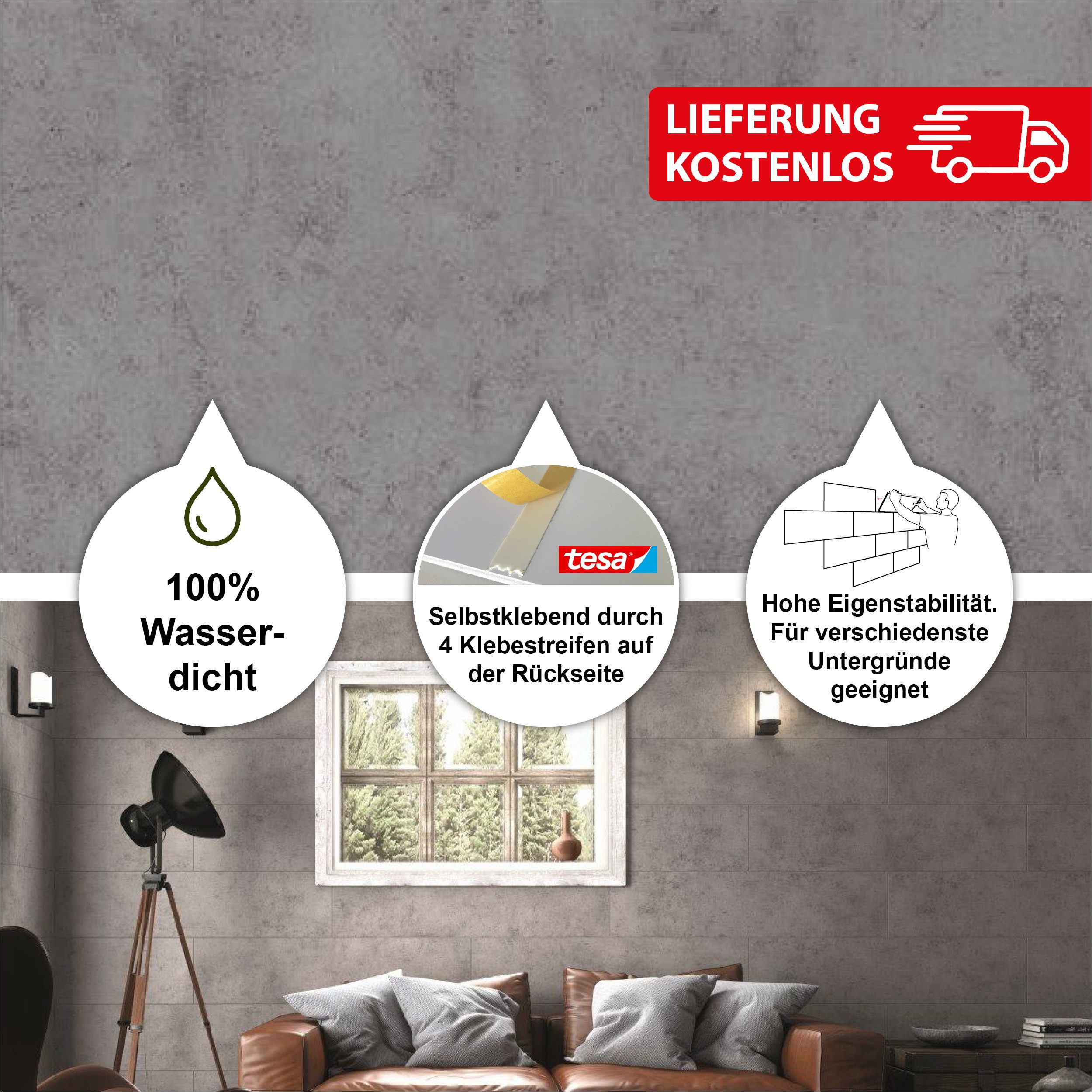 BARIDECOR Wandpaneel wasserfeste Wandfliese selbstklebend, BxL: günstig online kaufen
