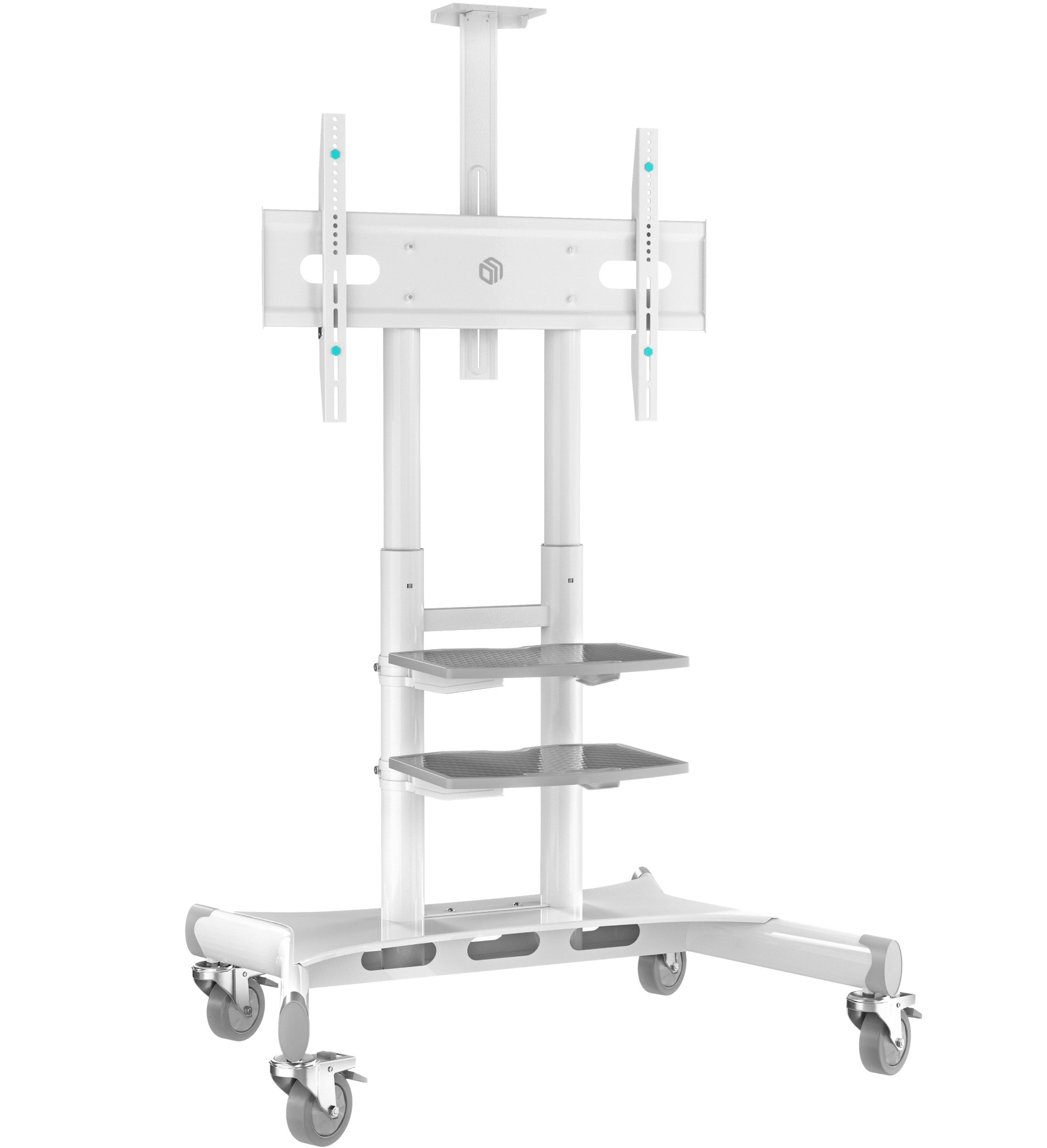 ONKRON TV-Ständer 50-86 Zoll, bis 105.9 kg, VESA 200x200-800x500, TS1881-W, (bis 86 Zoll, 1-tlg., rollbar, höhenverstellbar, mit 2 Ablagen, Kabelmanagement)