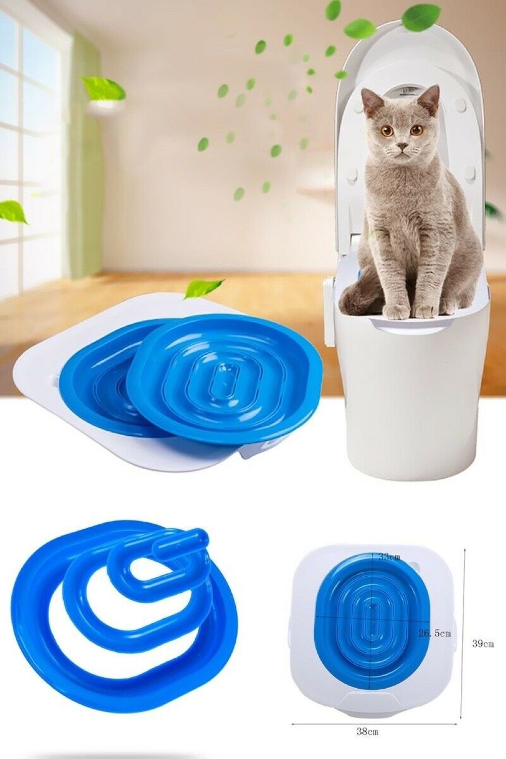 RHP Katzentoilette Katzen WC-Sitz Toiletten Training System Katzenklo Toilettensitz Blau