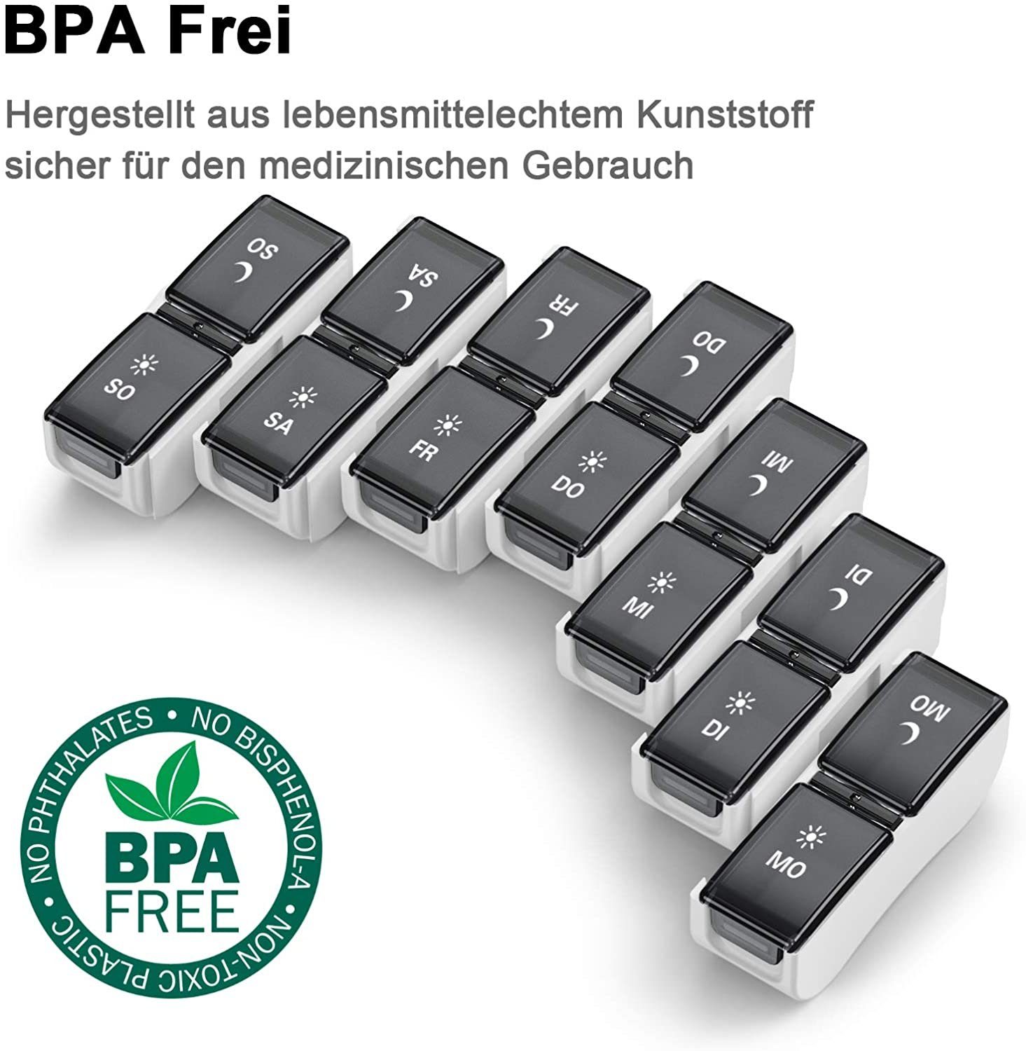 MORRENT Pillendose Pillendose 2 fächer 7 Tage pillenteiler Medikamentendosierer