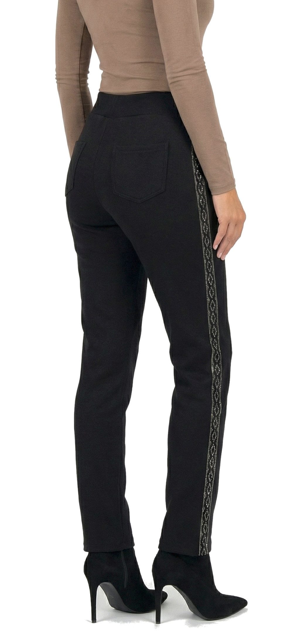 dy_mode Thermohose Damen Thermo Hose mit Glitzer Streifen Warm gefütterte W günstig online kaufen