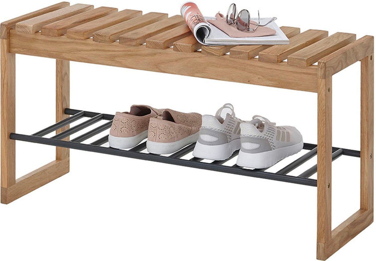 MCA furniture Schuhbank in holzfarben, Eiche massiv geölt - 88x45x30cm (BxHxT) – Bild 4 von 5