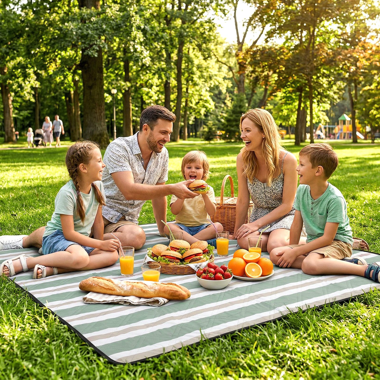 Picknickdecke Picknickdecke 200 x 200 cm Campingdecke Wasserdicht, 3 Schichten, Sekey, Campingdecke Wärmeisoliert mit Wasserdichter Unterseite
