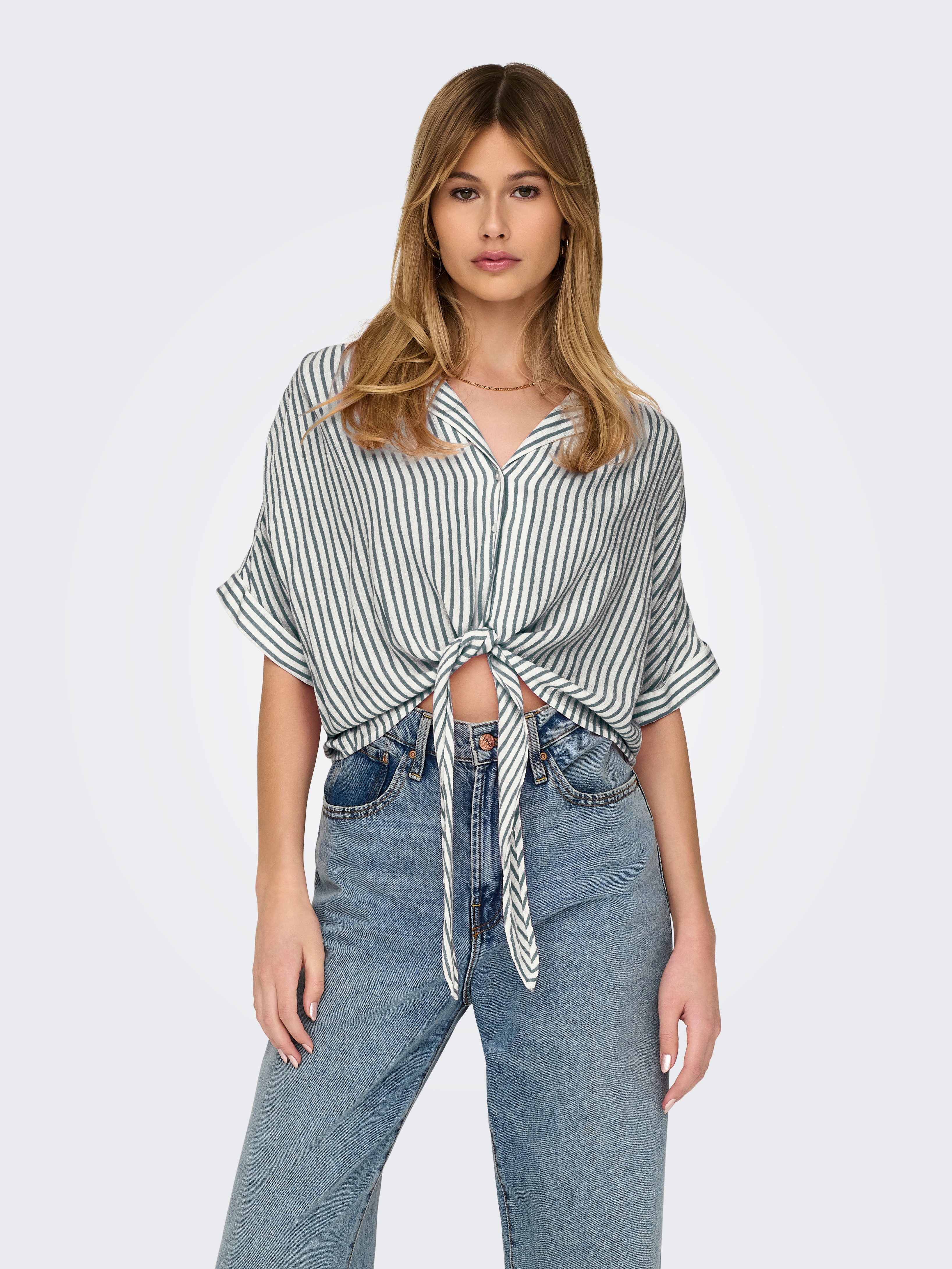 ONLY Kurzarmbluse ONLPAULA LIFE S/S TIE SHIRT WVN NOOS Viskose, regular fit günstig online kaufen