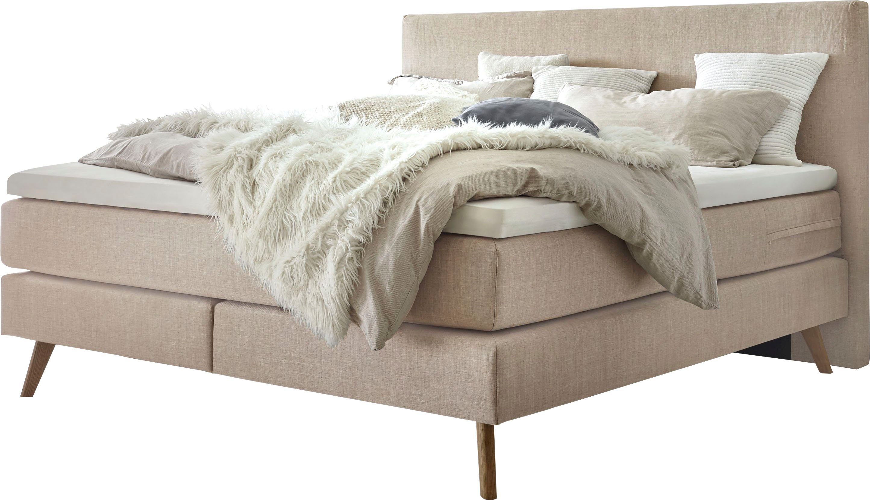 HASENA Boxspringbett Costa, Massivholz-Füße in Eiche günstig online kaufen