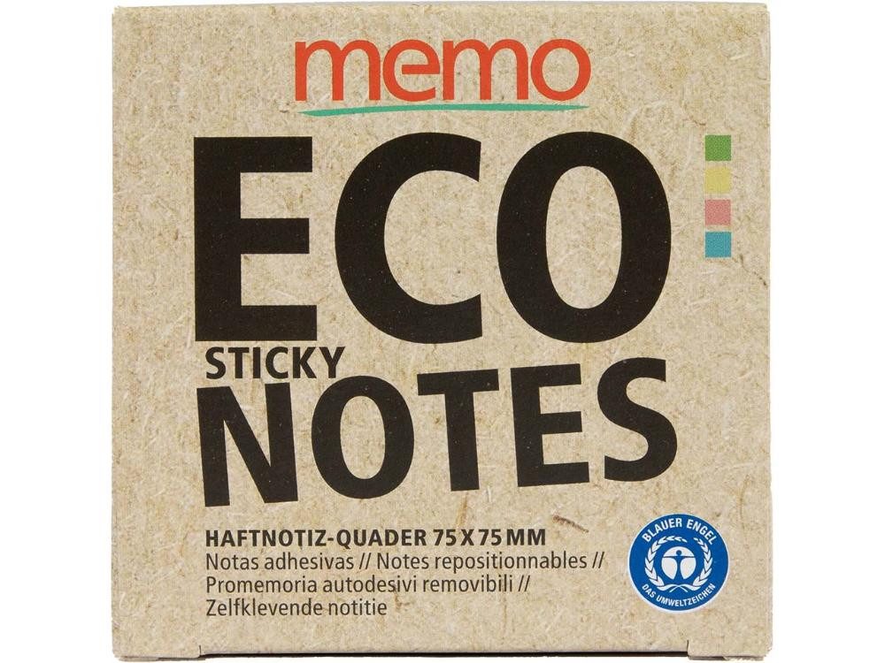 memo Haftnotizblock memo Haftnotiz-Quader 75 x 75 mm, farbig sortiert