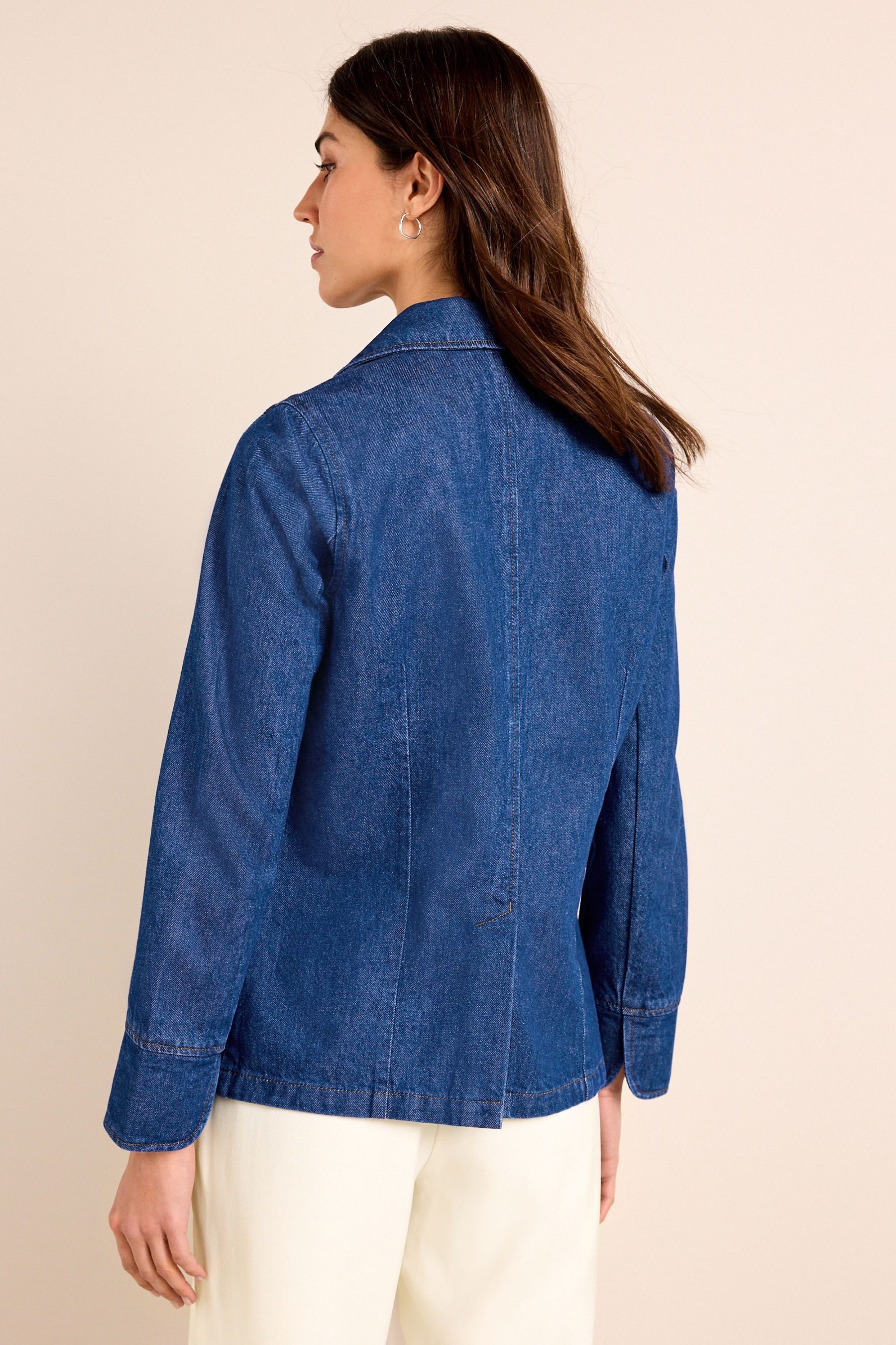 Blue Blazer Einreihiger Denim (1-St) Jeansjacke Next Bright