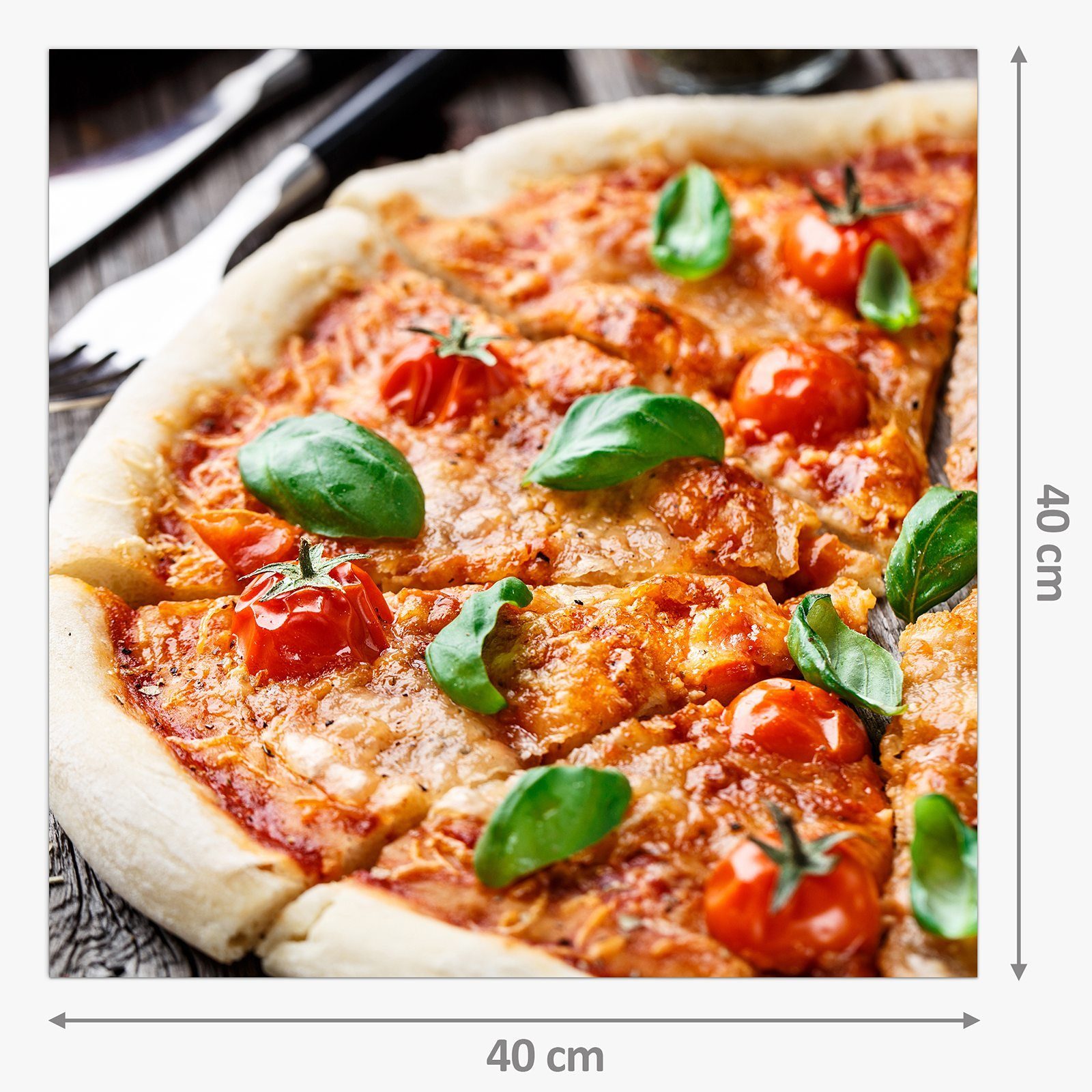 Basilikum Glas Pizza Spritzschutz Küchenrückwand mit Primedeco