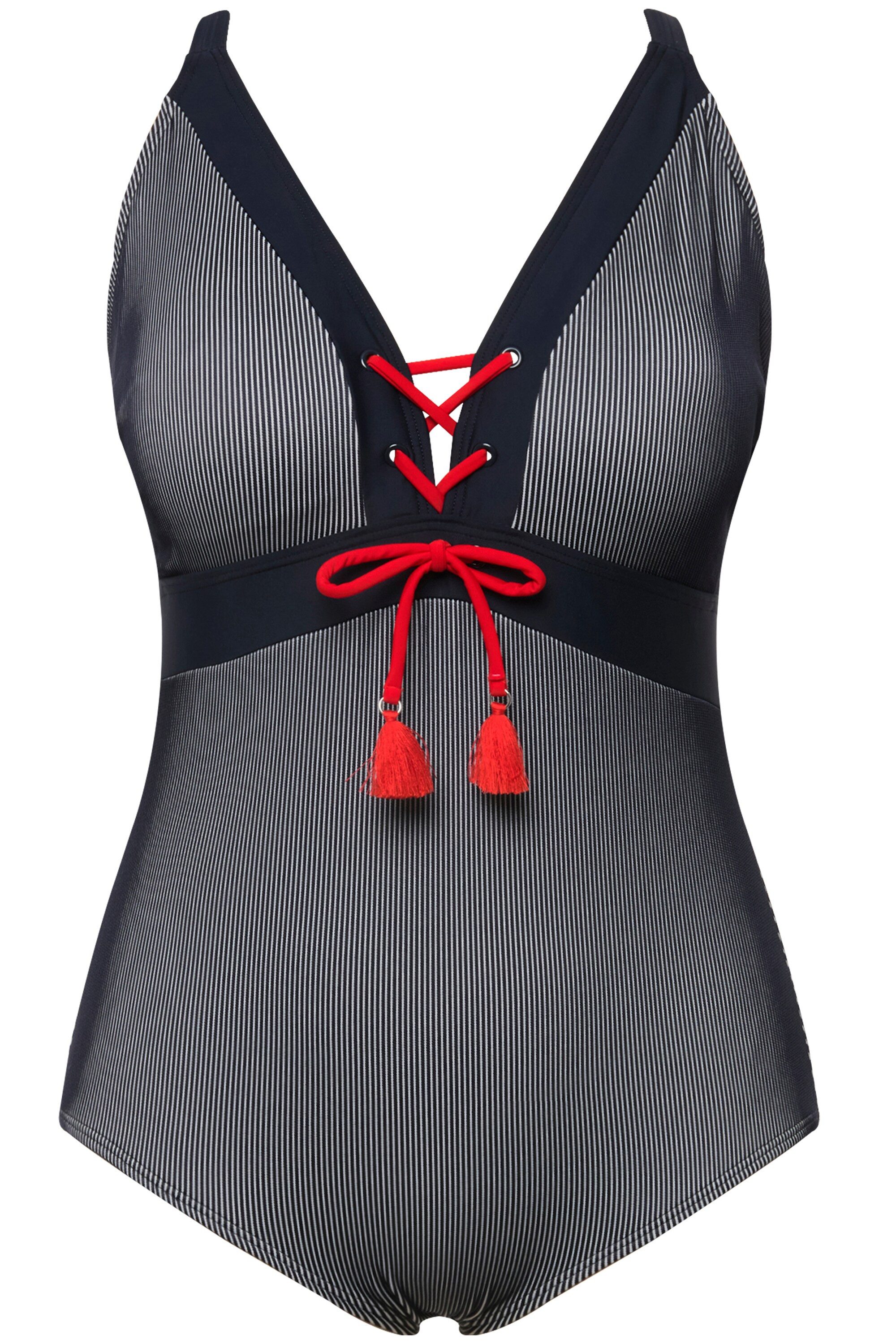 Ulla Popken Badeanzug Badeanzug Streifen Softcups Träger verstellbar günstig online kaufen