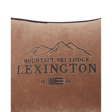 Kissenhülle LEXINGTON Kissen Ski Lodge Organic Cotton Velvet Beige Gray (30x40), Lexington