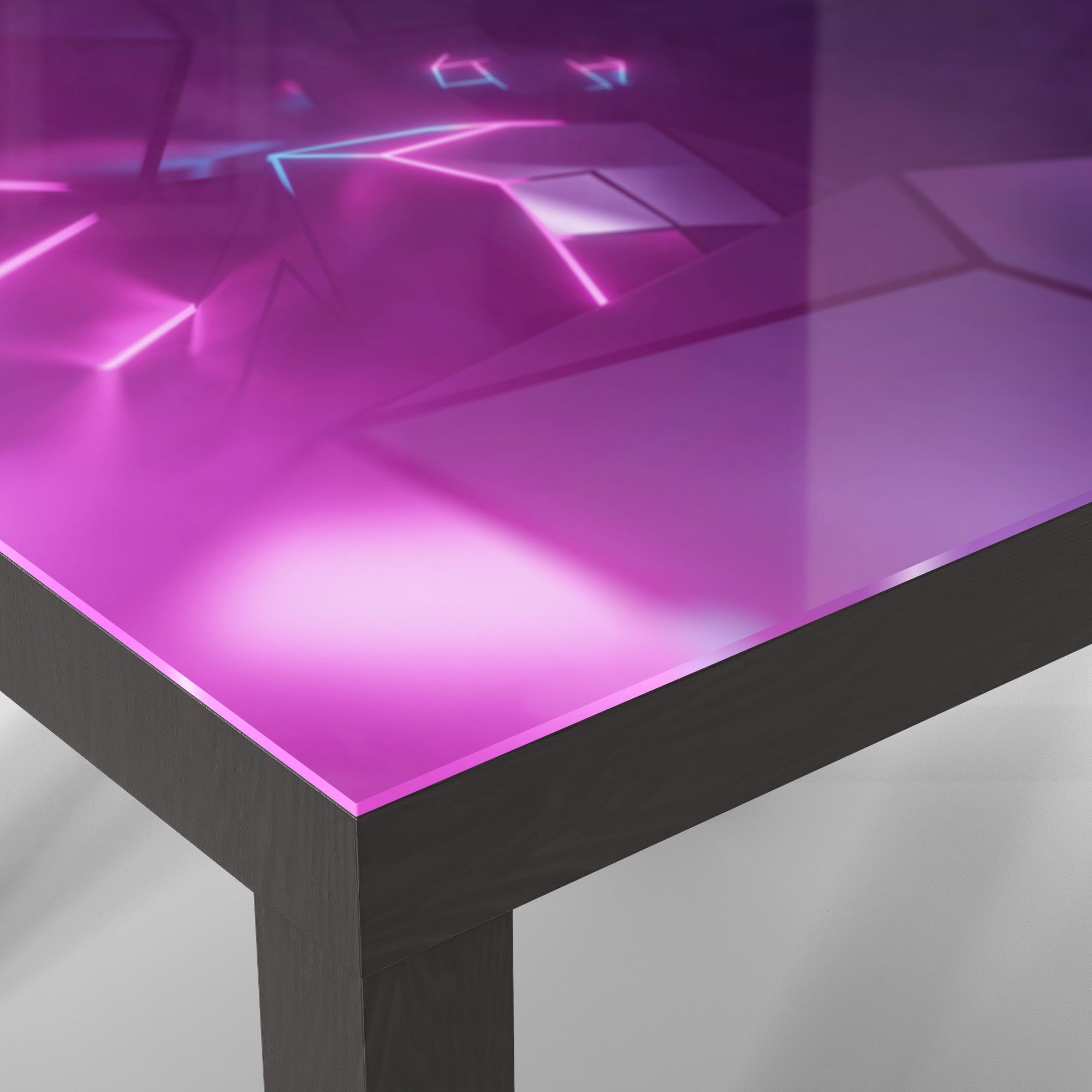 Leuchtdesign', Glastisch Glas modern 'Virtuelles Schwarz Couchtisch DEQORI Beistelltisch