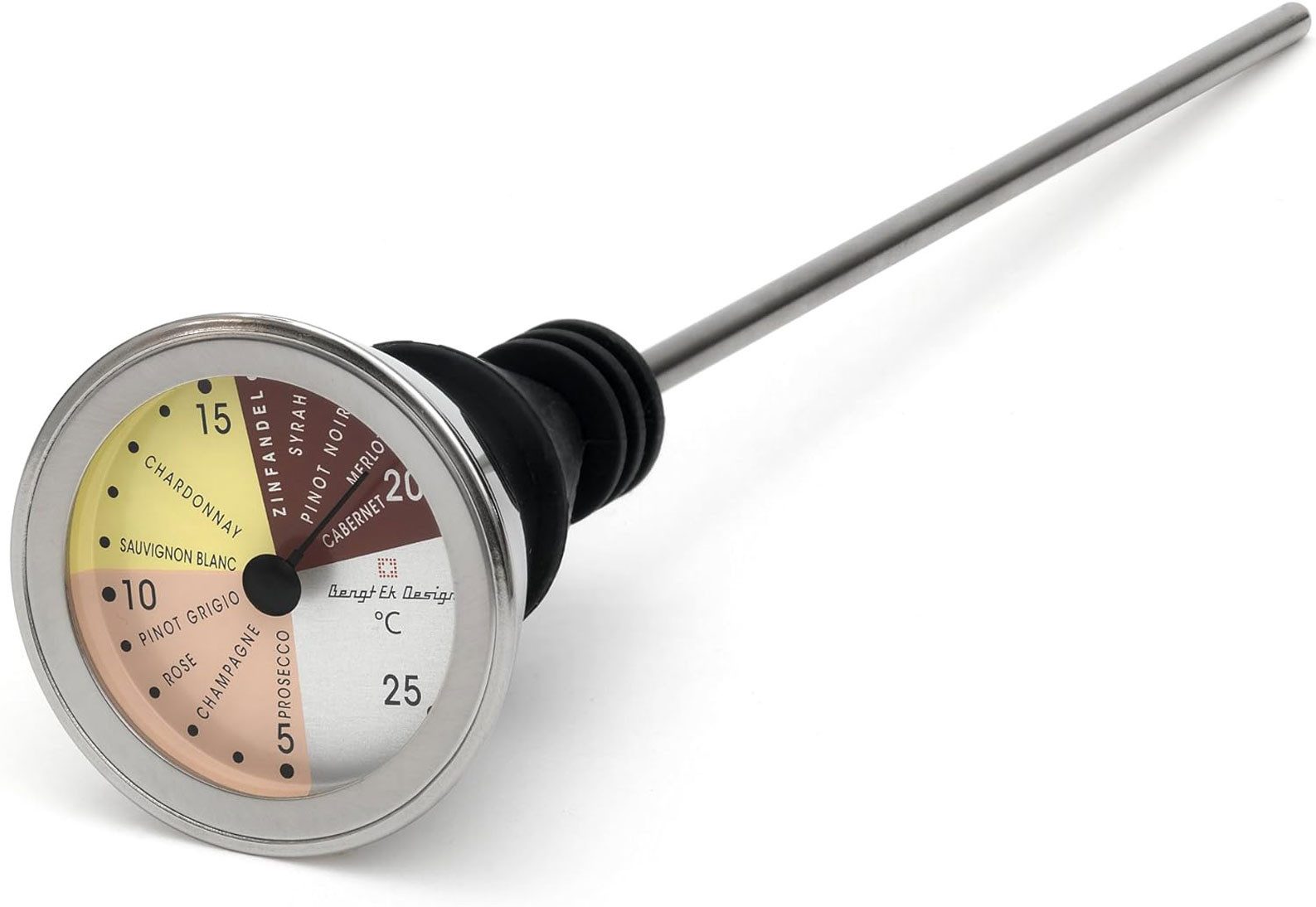 Bengt Ek Design Weinthermometer Weinthermometer mit langem Fühler, Dichtung und Temperaturempfehlung, 1-tlg.
