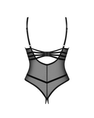 Obsessive Body Roxelia ouvert Body mit offenen Cups und Schritt - schwarz transparent