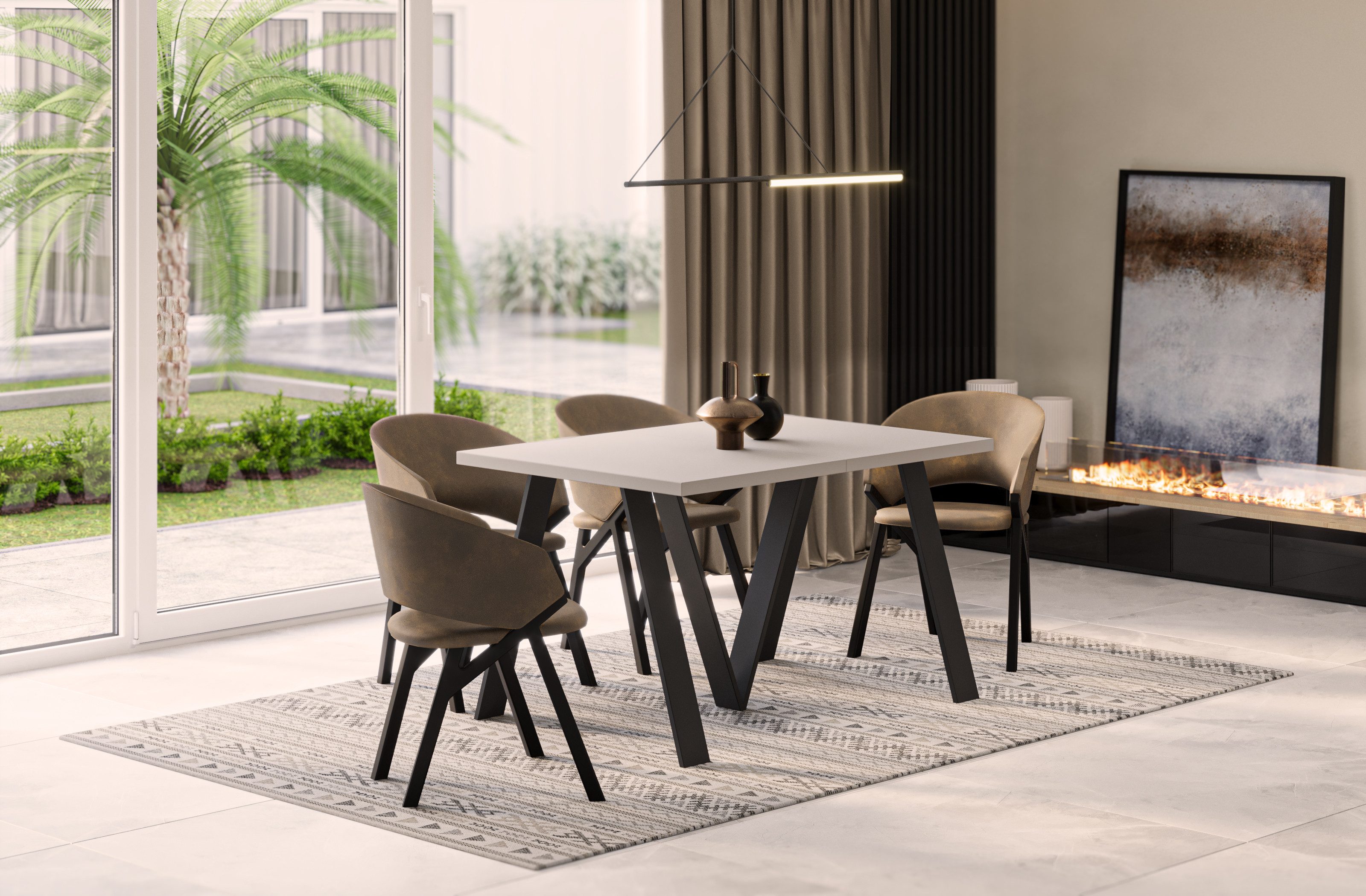 Endo-Moebel Esstisch Lungo XXL 130-405 cm, Metallgestell, ausziehbar, erwei günstig online kaufen