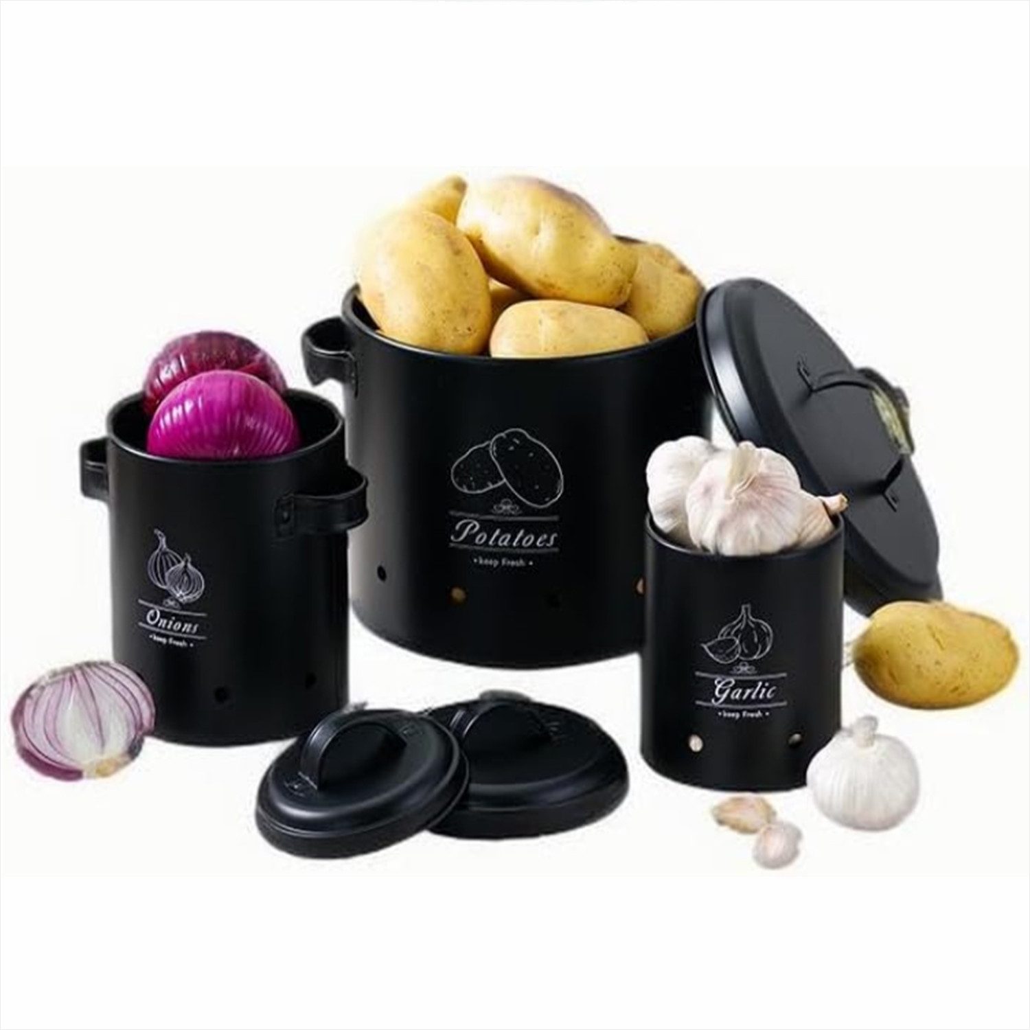 KingLux Aufbewahrungsbox 3Stück Kartoffel Aufbewahrungsbox, Vielseitiges Kartoffeltopf Set (3 St)