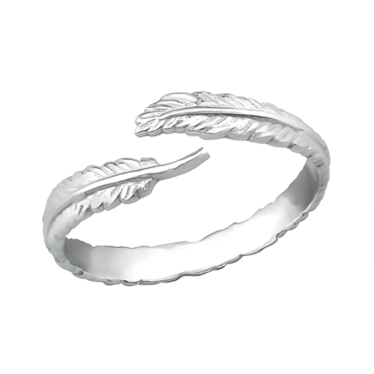 Order & Smile Schmuck Silberring Offener Ring Feder Silber 925